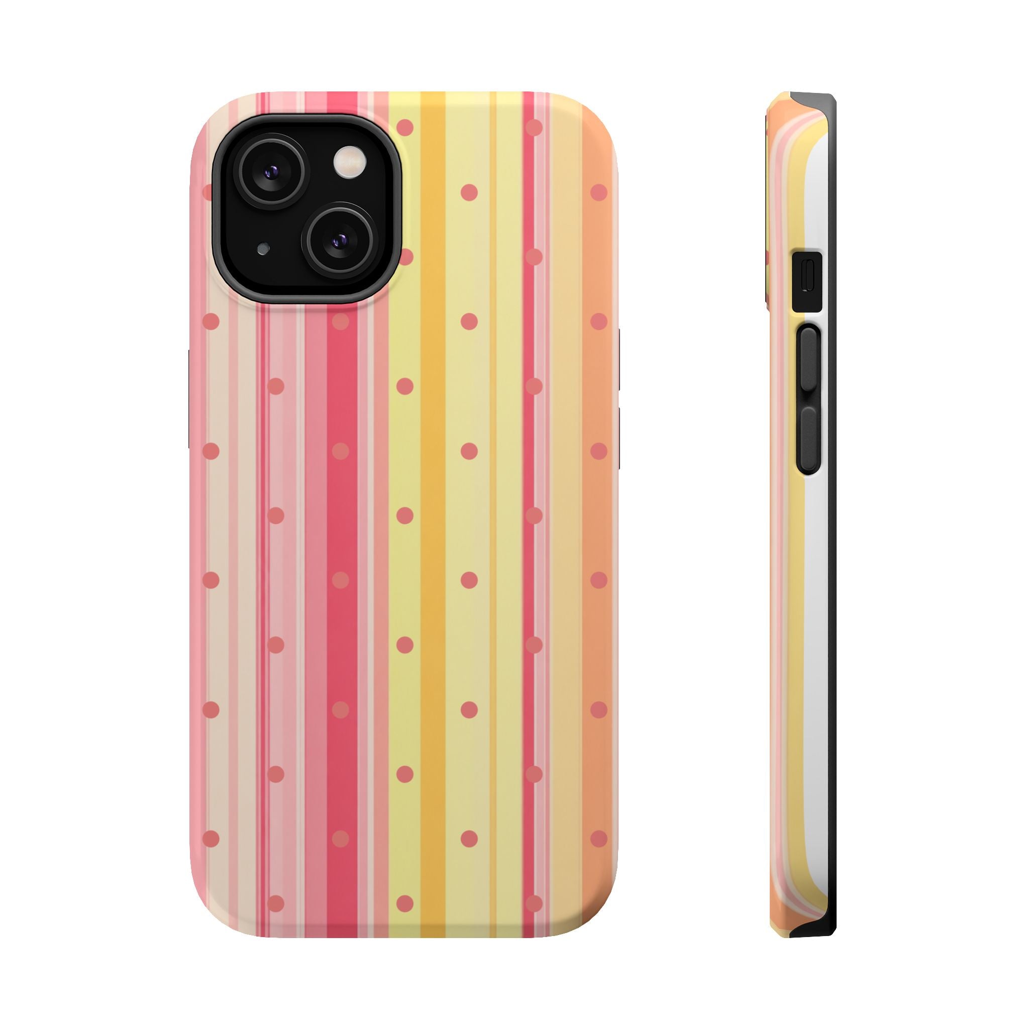 Colorful Pastel Stripe & Dot Magnetic Phone Case — Impact-Resistant