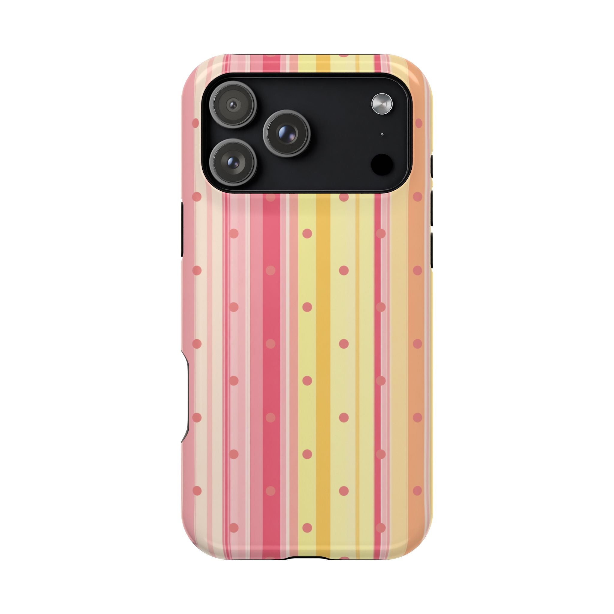 Colorful Pastel Stripe & Dot Magnetic Phone Case — Impact-Resistant