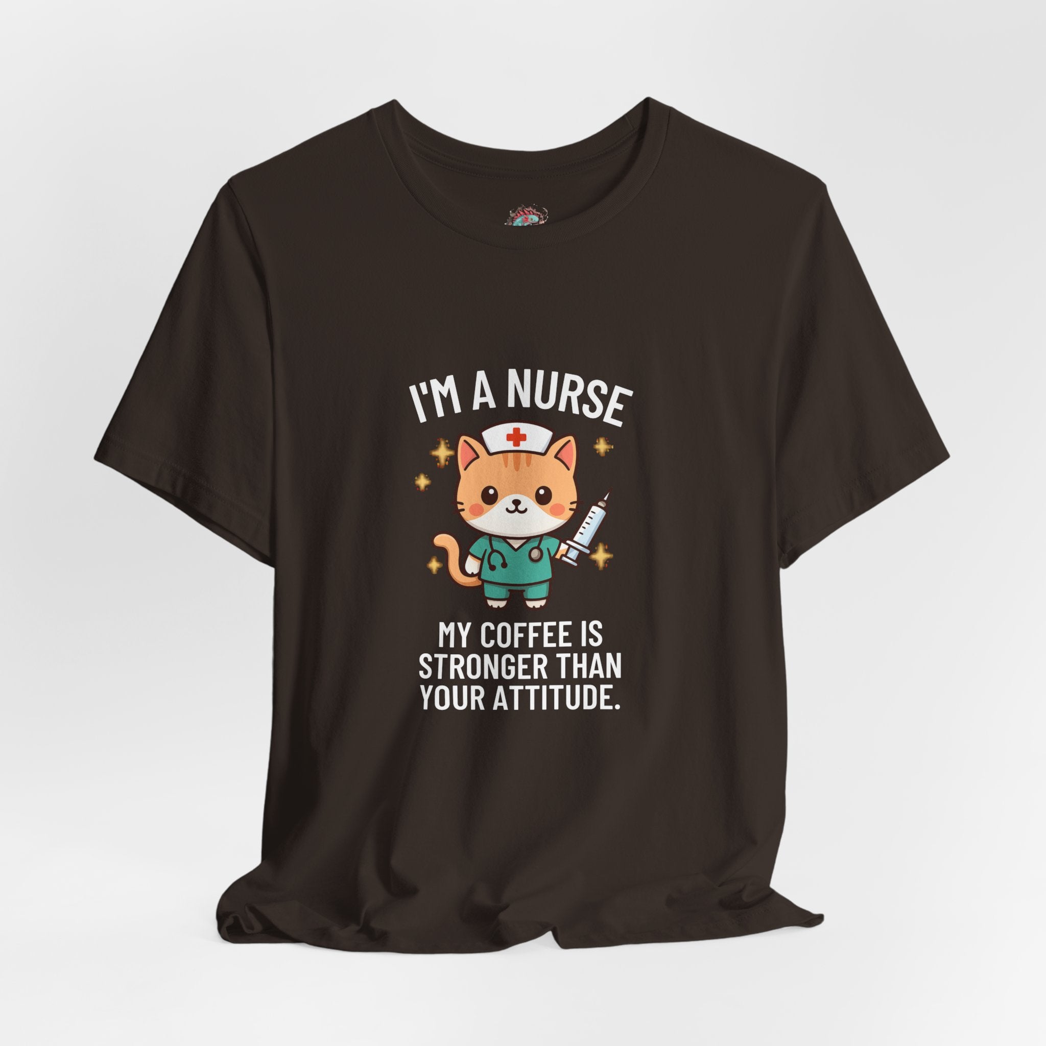 Nurse Cat T-Shirt — "I’m a Nurse, My Coffee Is Stronger Than Your Attitude" Cute Nurse Gift