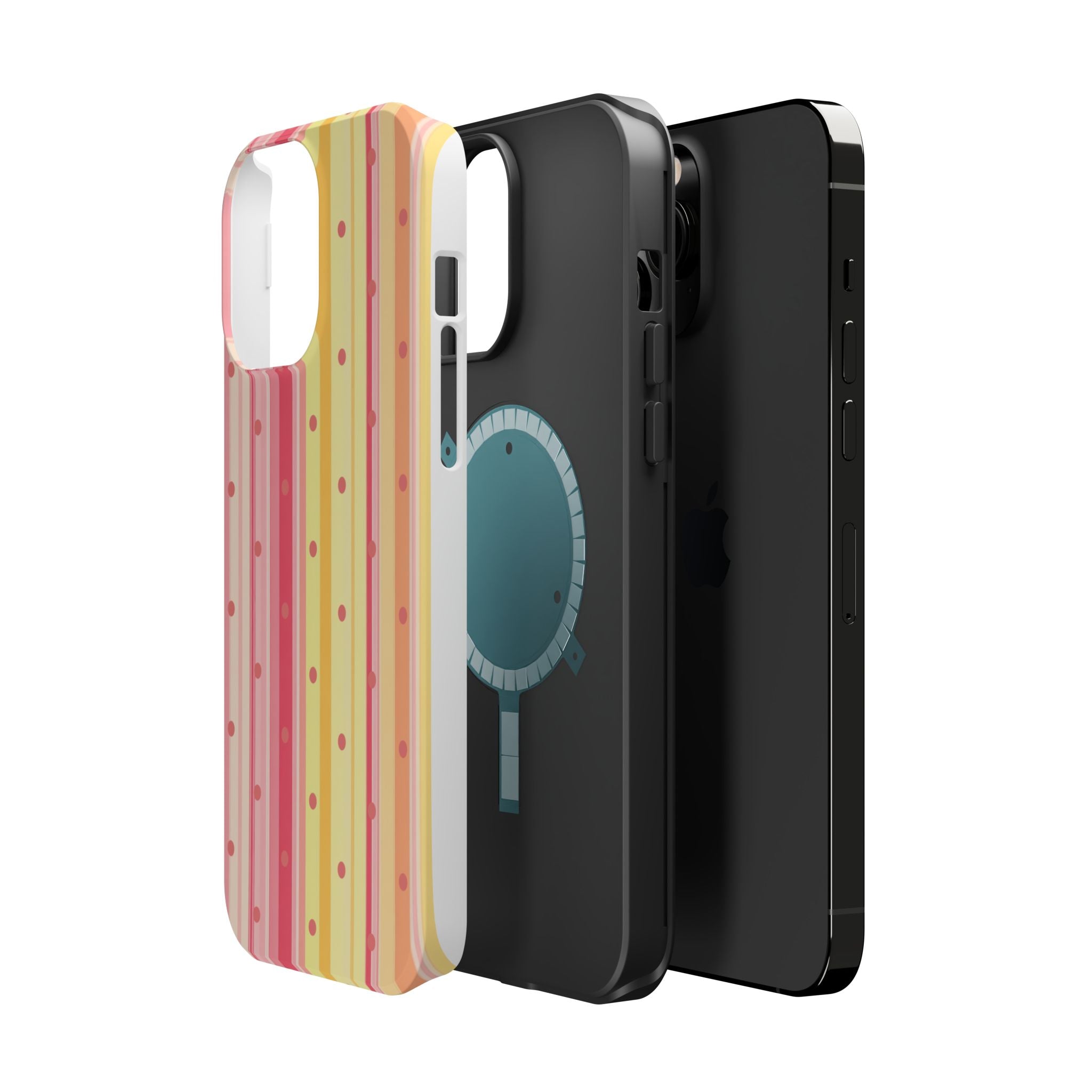 Colorful Pastel Stripe & Dot Magnetic Phone Case — Impact-Resistant