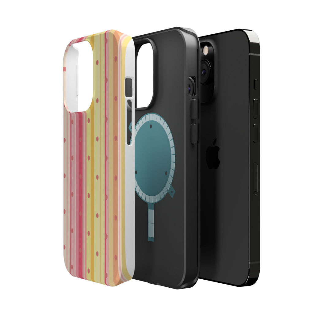 Colorful Pastel Stripe & Dot Magnetic Phone Case — Impact-Resistant