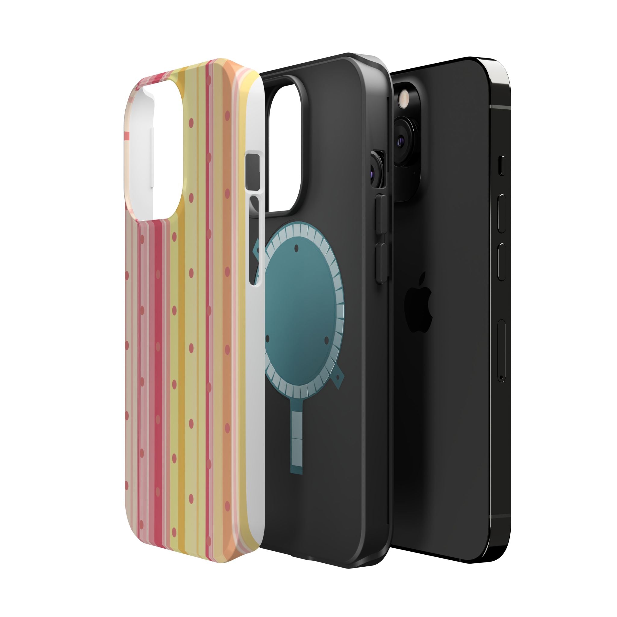 Colorful Pastel Stripe & Dot Magnetic Phone Case — Impact-Resistant