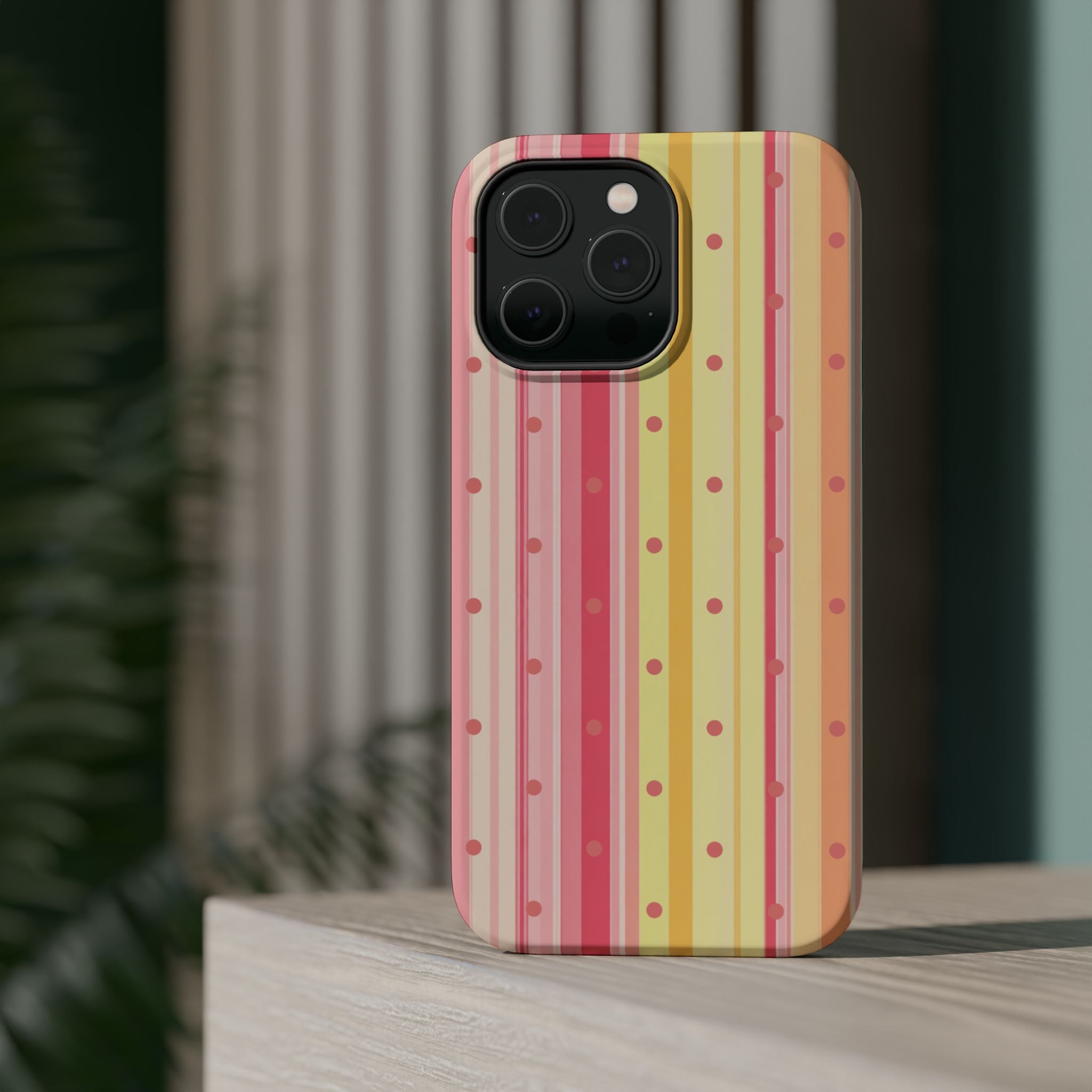 Colorful Pastel Stripe & Dot Magnetic Phone Case — Impact-Resistant