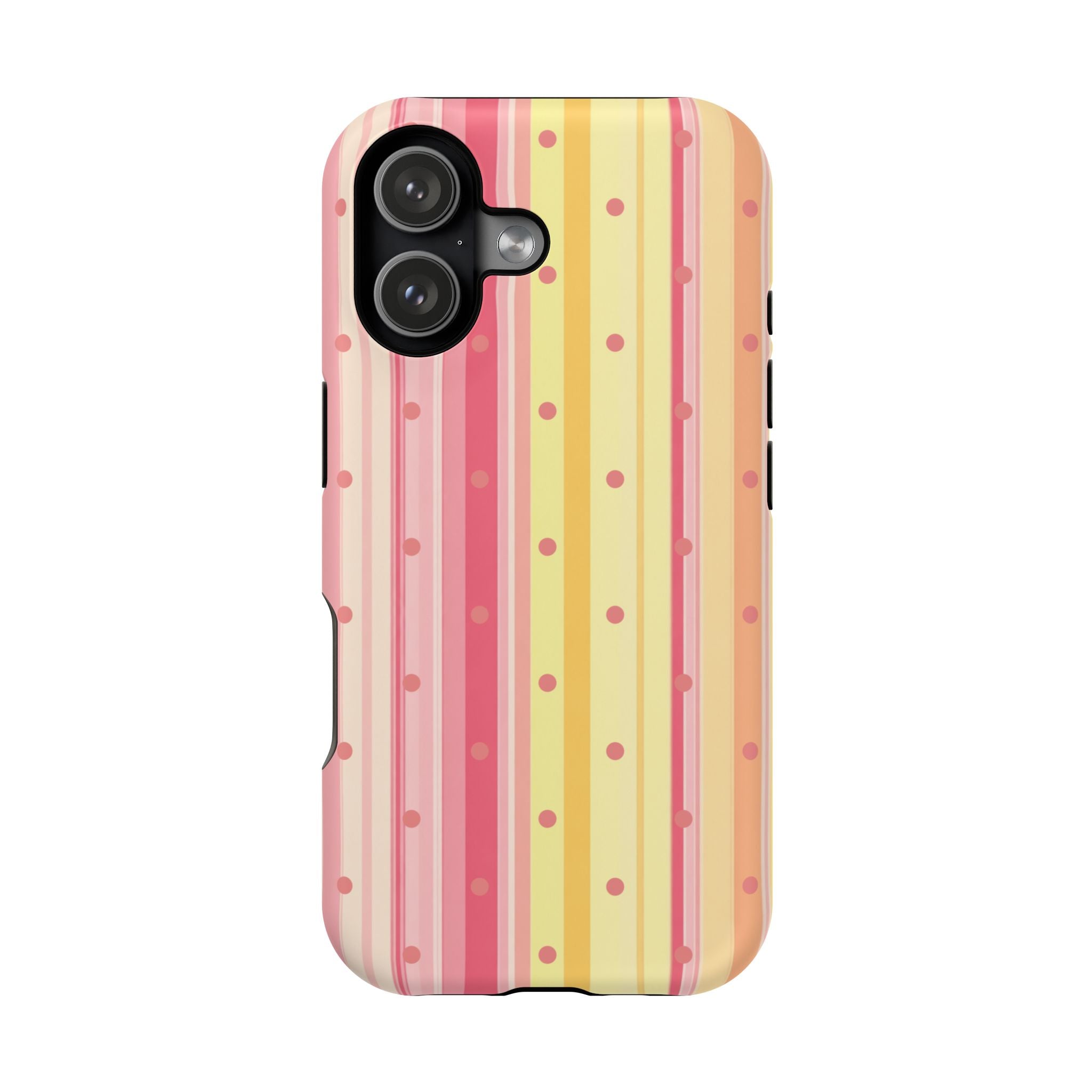 Colorful Pastel Stripe & Dot Magnetic Phone Case — Impact-Resistant