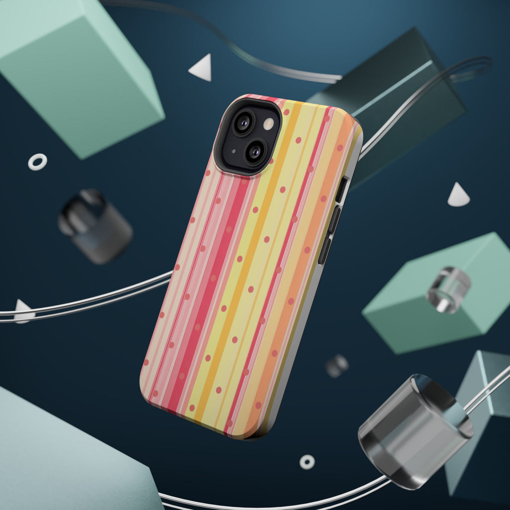 Colorful Pastel Stripe & Dot Magnetic Phone Case — Impact-Resistant