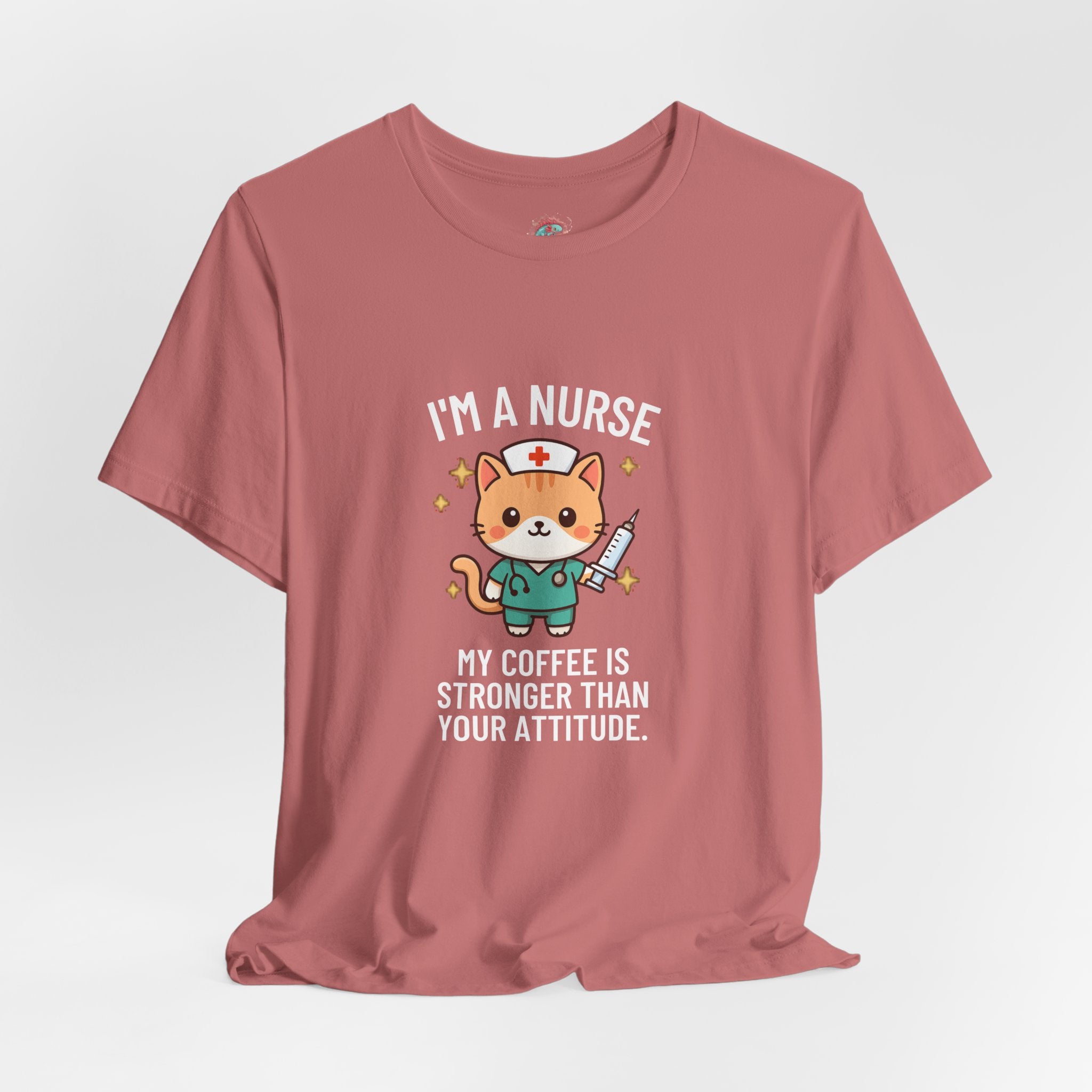Nurse Cat T-Shirt — "I’m a Nurse, My Coffee Is Stronger Than Your Attitude" Cute Nurse Gift