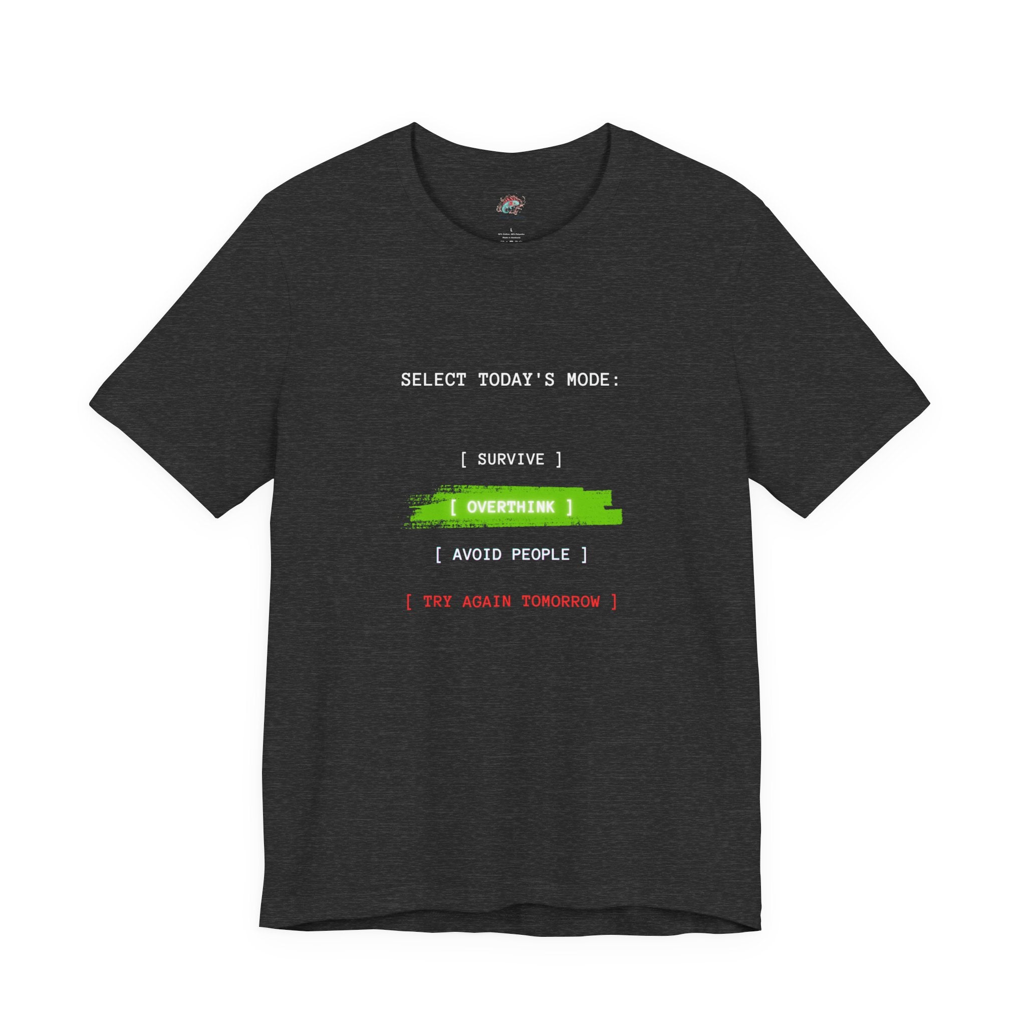 Overtime I Try Again Tomorrow tee | Minimal glitch text shirt