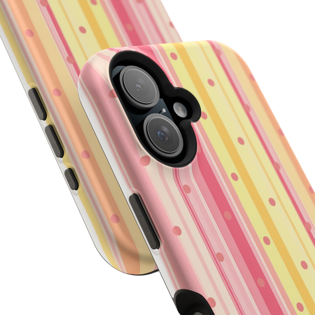 Colorful Pastel Stripe & Dot Magnetic Phone Case — Impact-Resistant