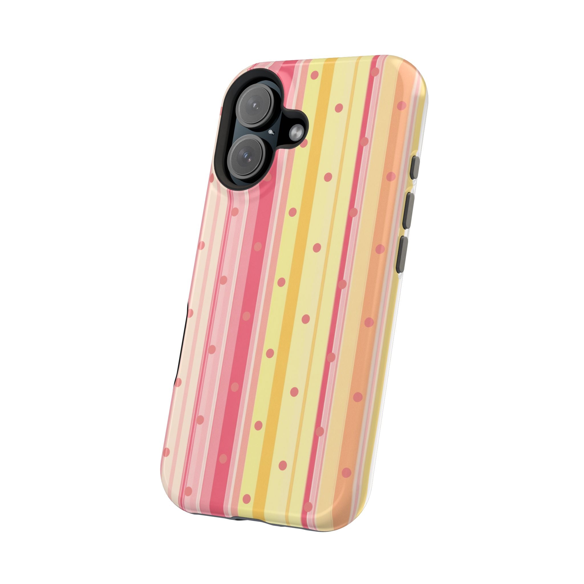 Colorful Pastel Stripe & Dot Magnetic Phone Case — Impact-Resistant