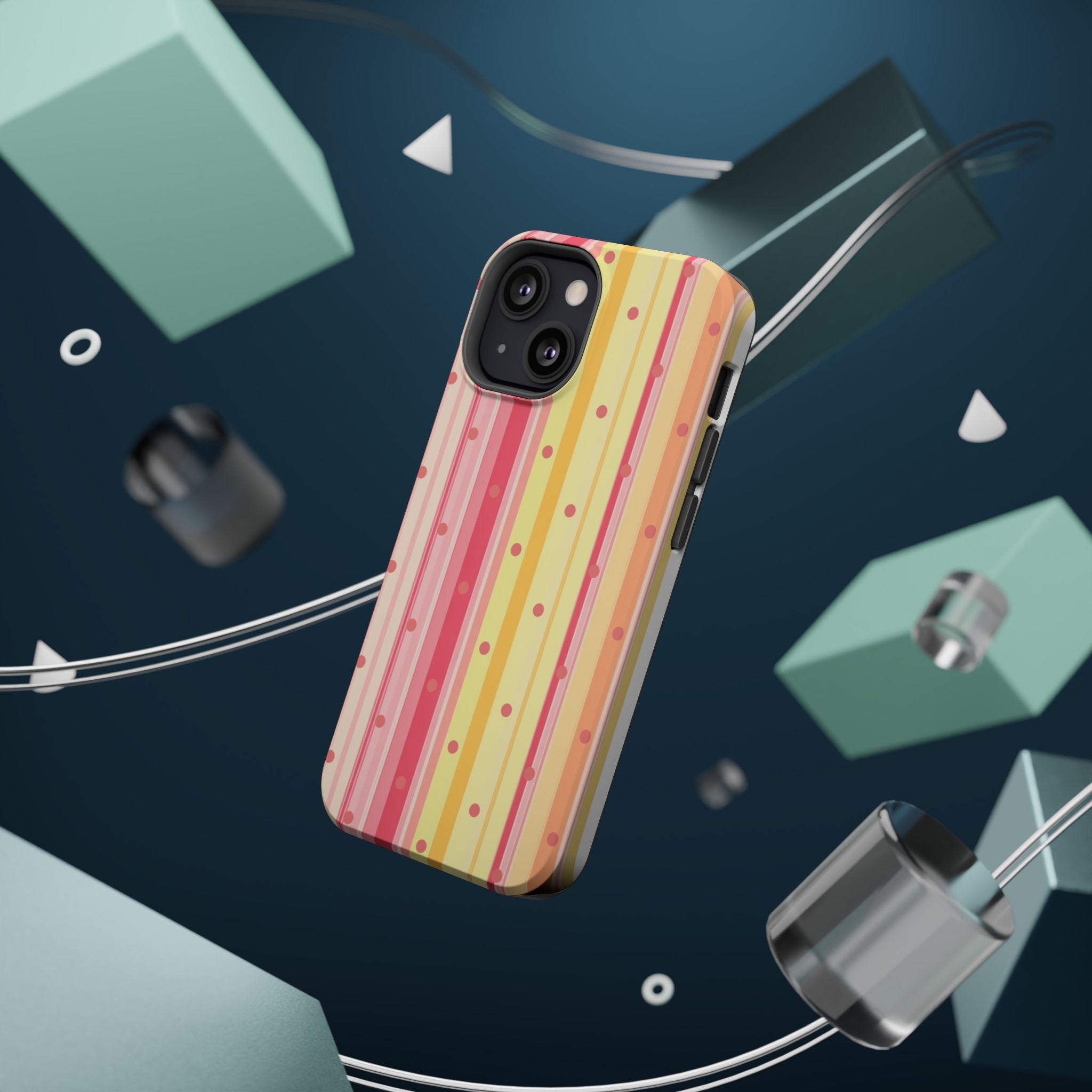 Colorful Pastel Stripe & Dot Magnetic Phone Case — Impact-Resistant