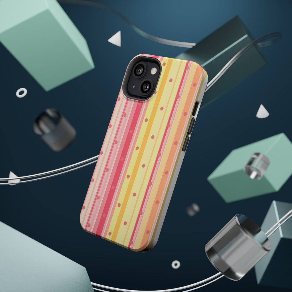 Colorful Pastel Stripe & Dot Magnetic Phone Case — Impact-Resistant