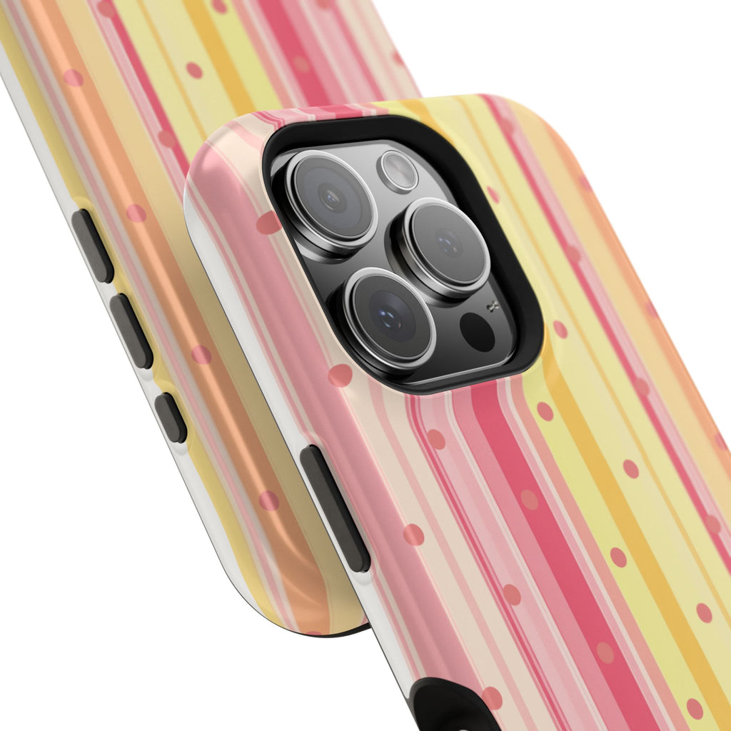 Colorful Pastel Stripe & Dot Magnetic Phone Case — Impact-Resistant