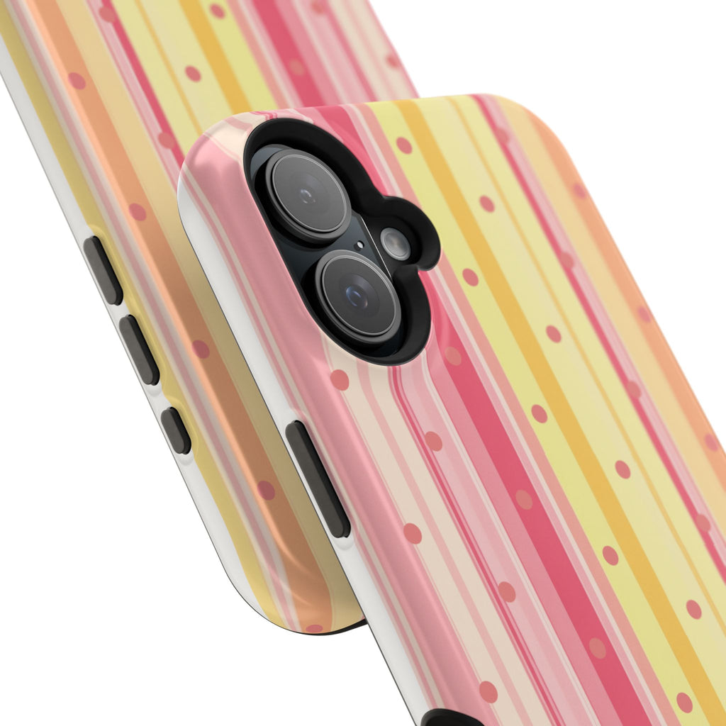 Colorful Pastel Stripe & Dot Magnetic Phone Case — Impact-Resistant