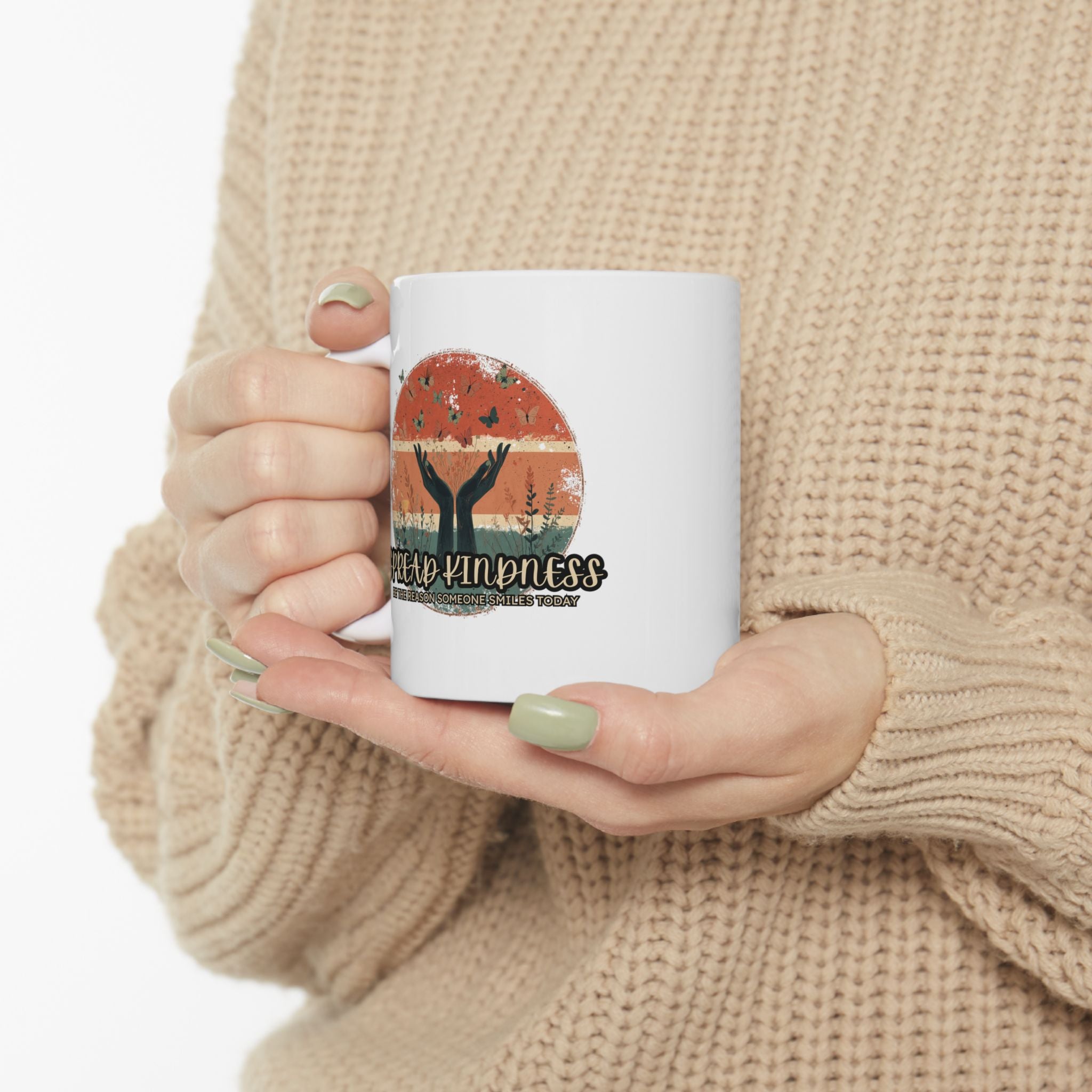 Awareness Ribbon Autumn Mug - Spreading Hope Ceramic Coffee Cup 11oz