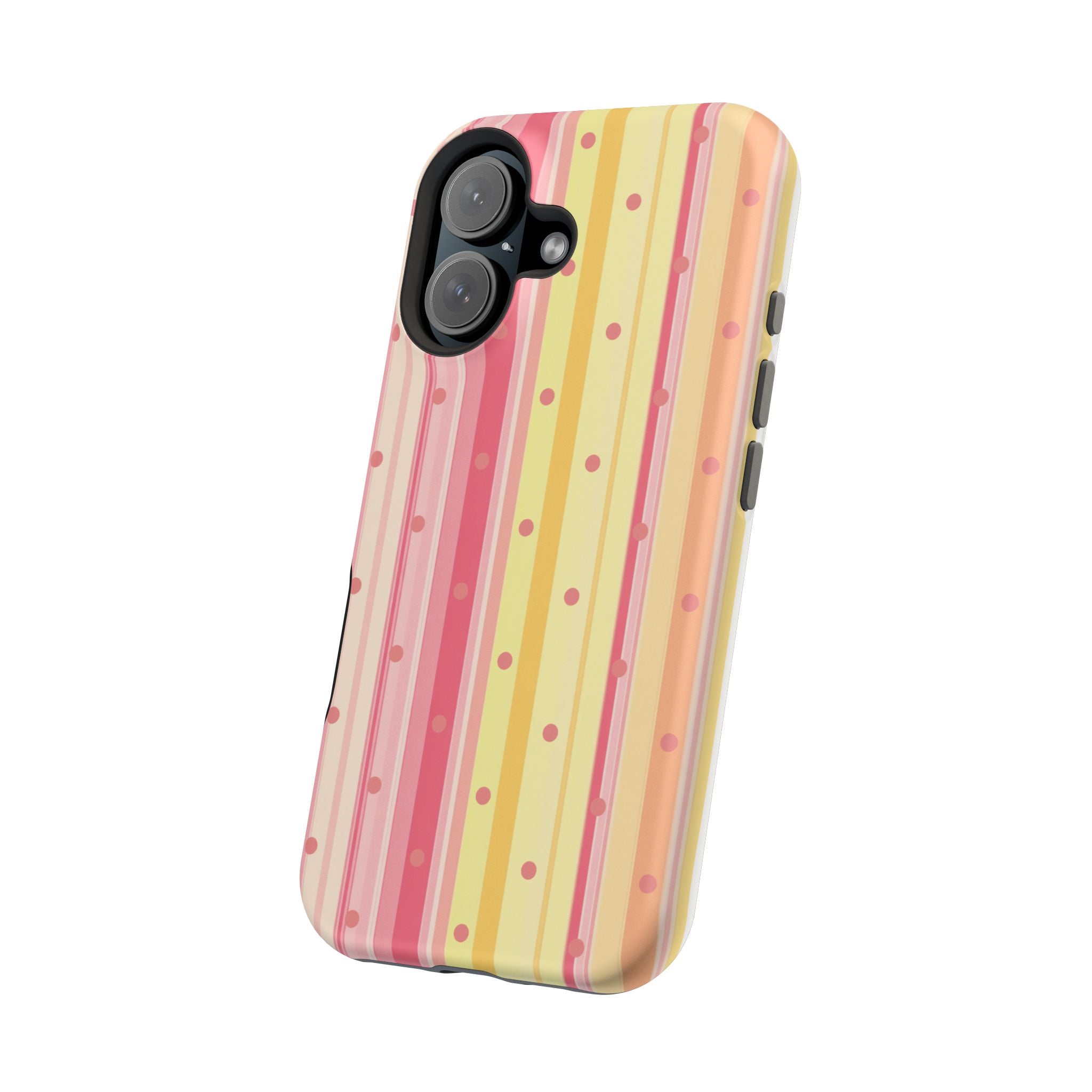 Colorful Pastel Stripe & Dot Magnetic Phone Case — Impact-Resistant