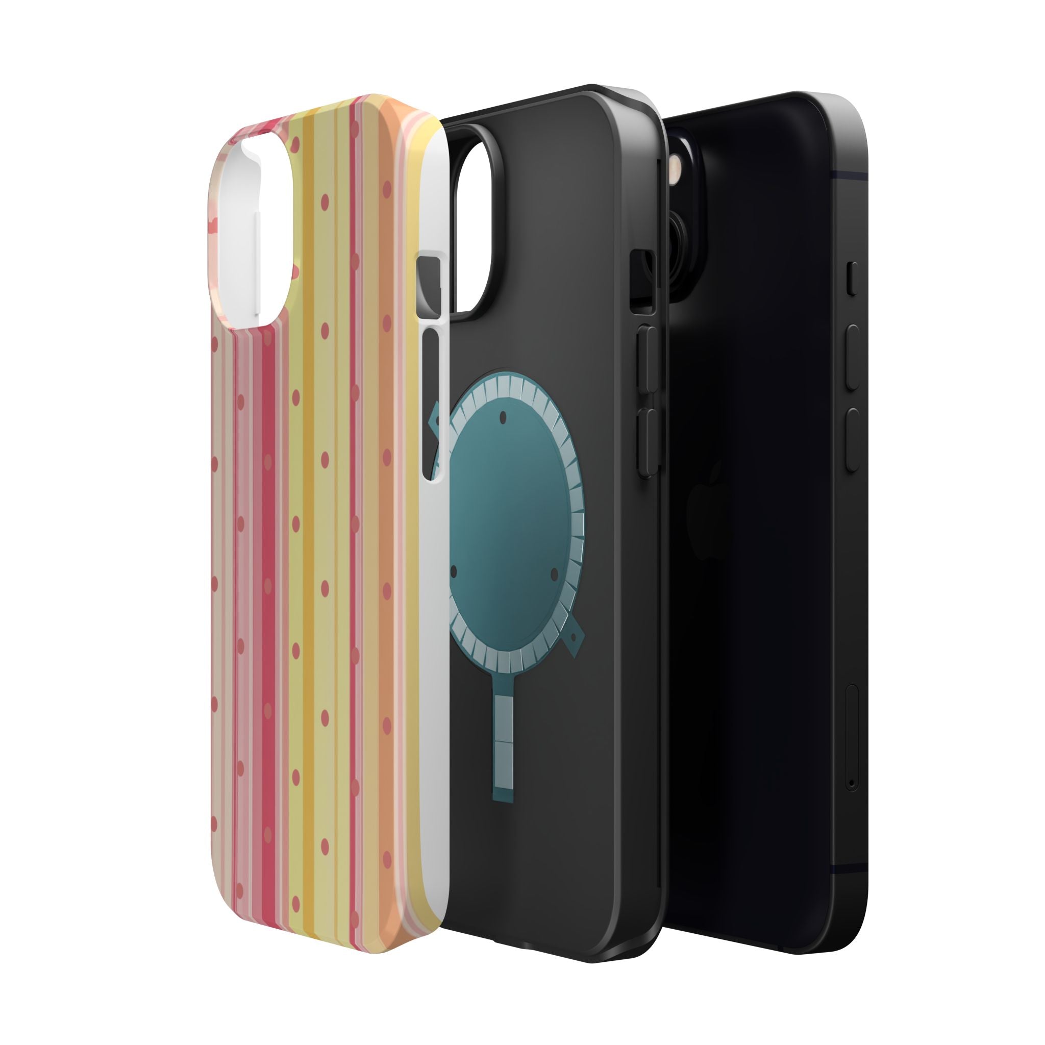 Colorful Pastel Stripe & Dot Magnetic Phone Case — Impact-Resistant