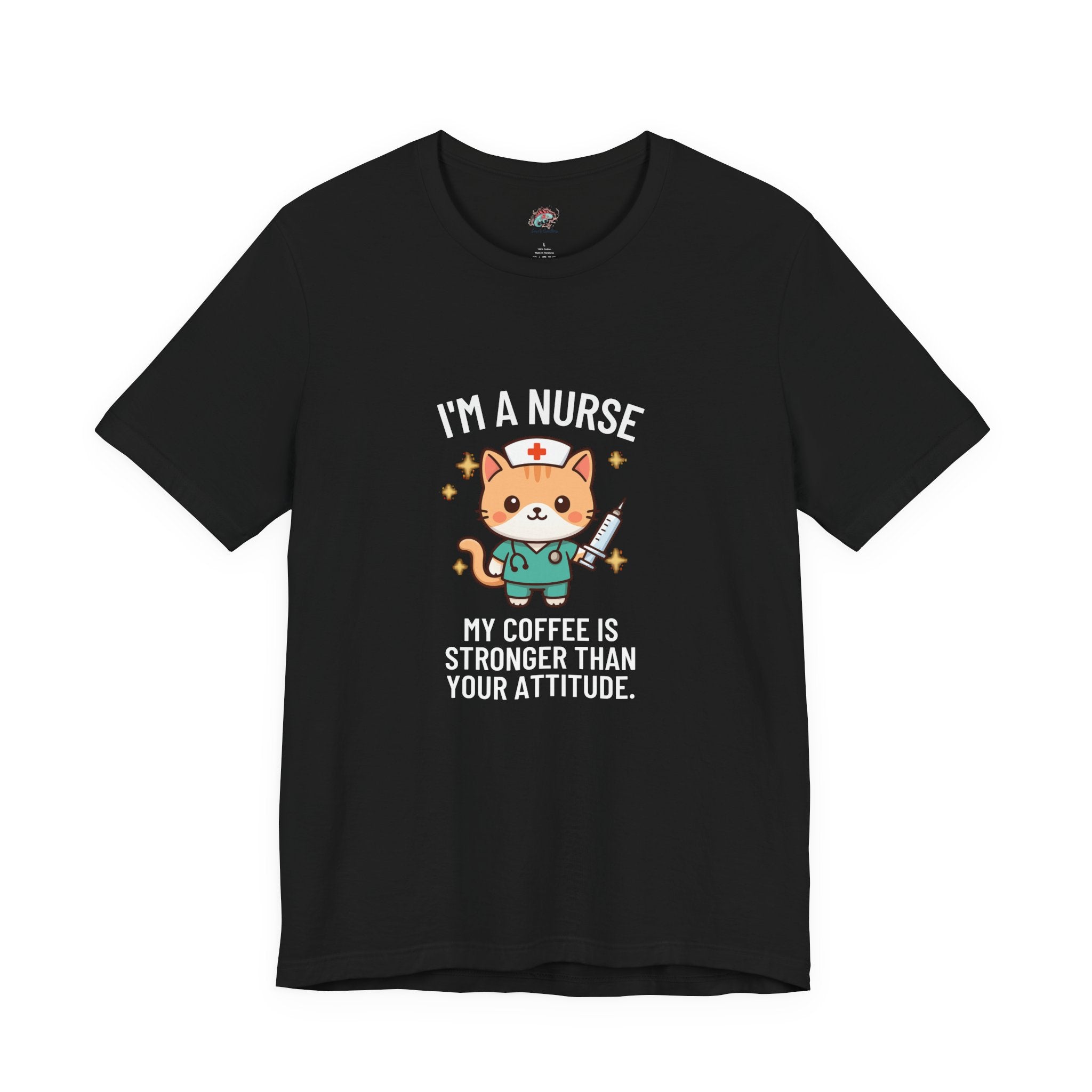 Nurse Cat T-Shirt — "I’m a Nurse, My Coffee Is Stronger Than Your Attitude" Cute Nurse Gift