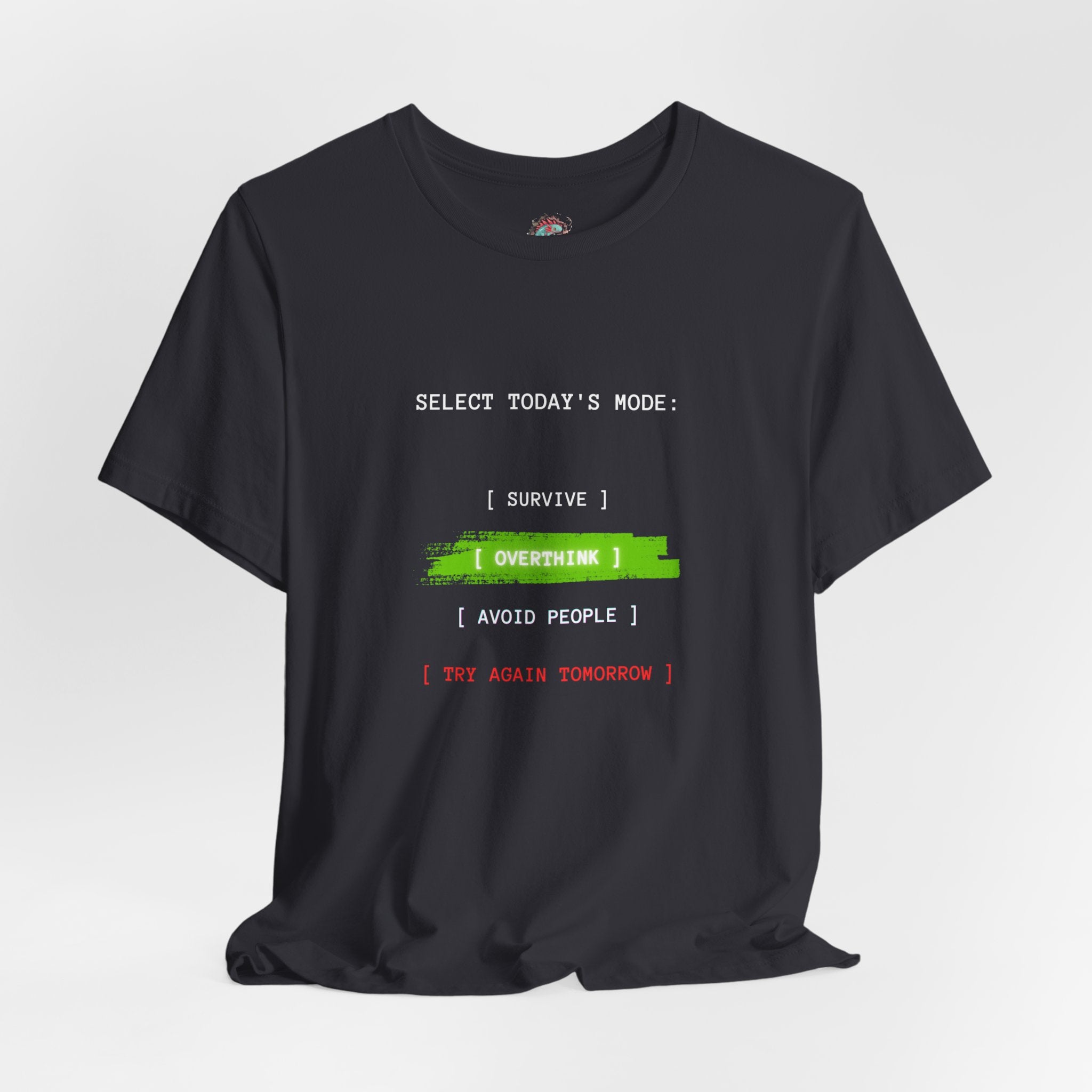 Overtime I Try Again Tomorrow tee | Minimal glitch text shirt