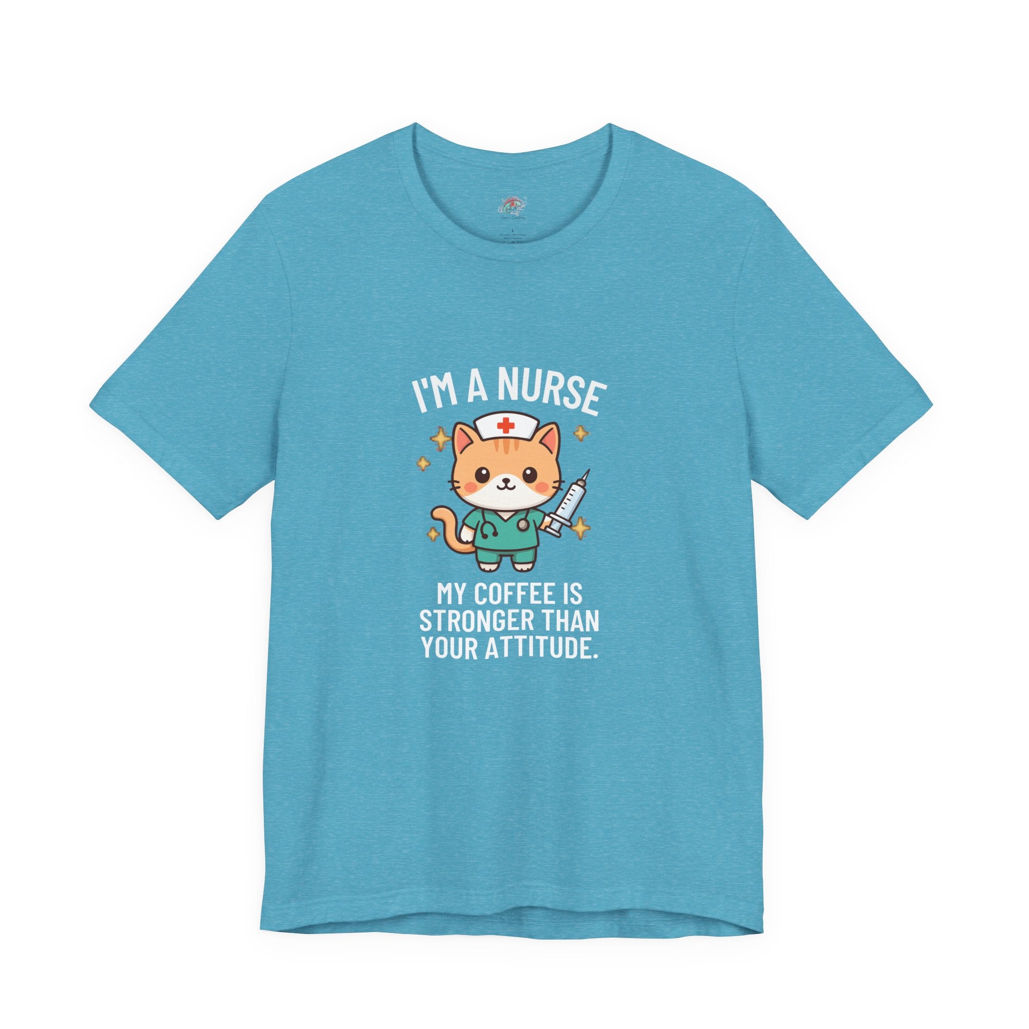 Nurse Cat T-Shirt — "I’m a Nurse, My Coffee Is Stronger Than Your Attitude" Cute Nurse Gift