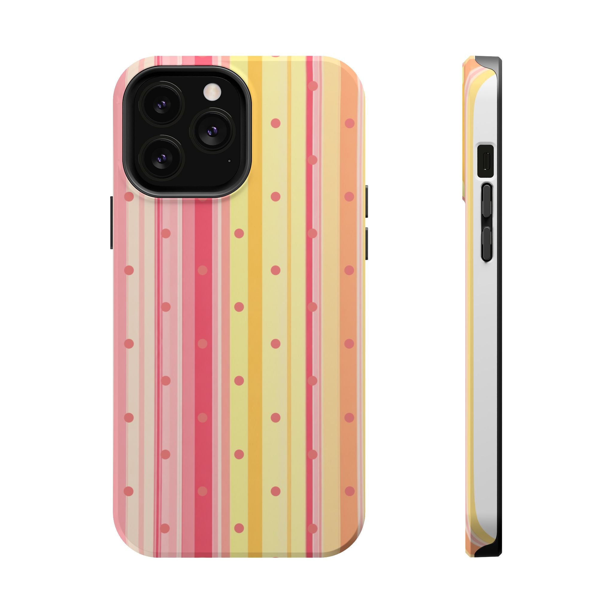 Colorful Pastel Stripe & Dot Magnetic Phone Case — Impact-Resistant