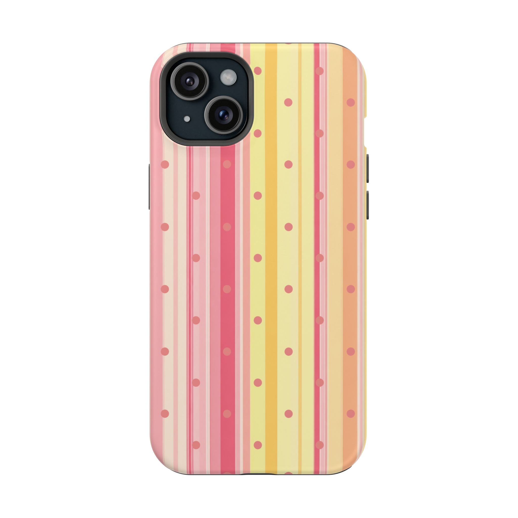 Colorful Pastel Stripe & Dot Magnetic Phone Case — Impact-Resistant