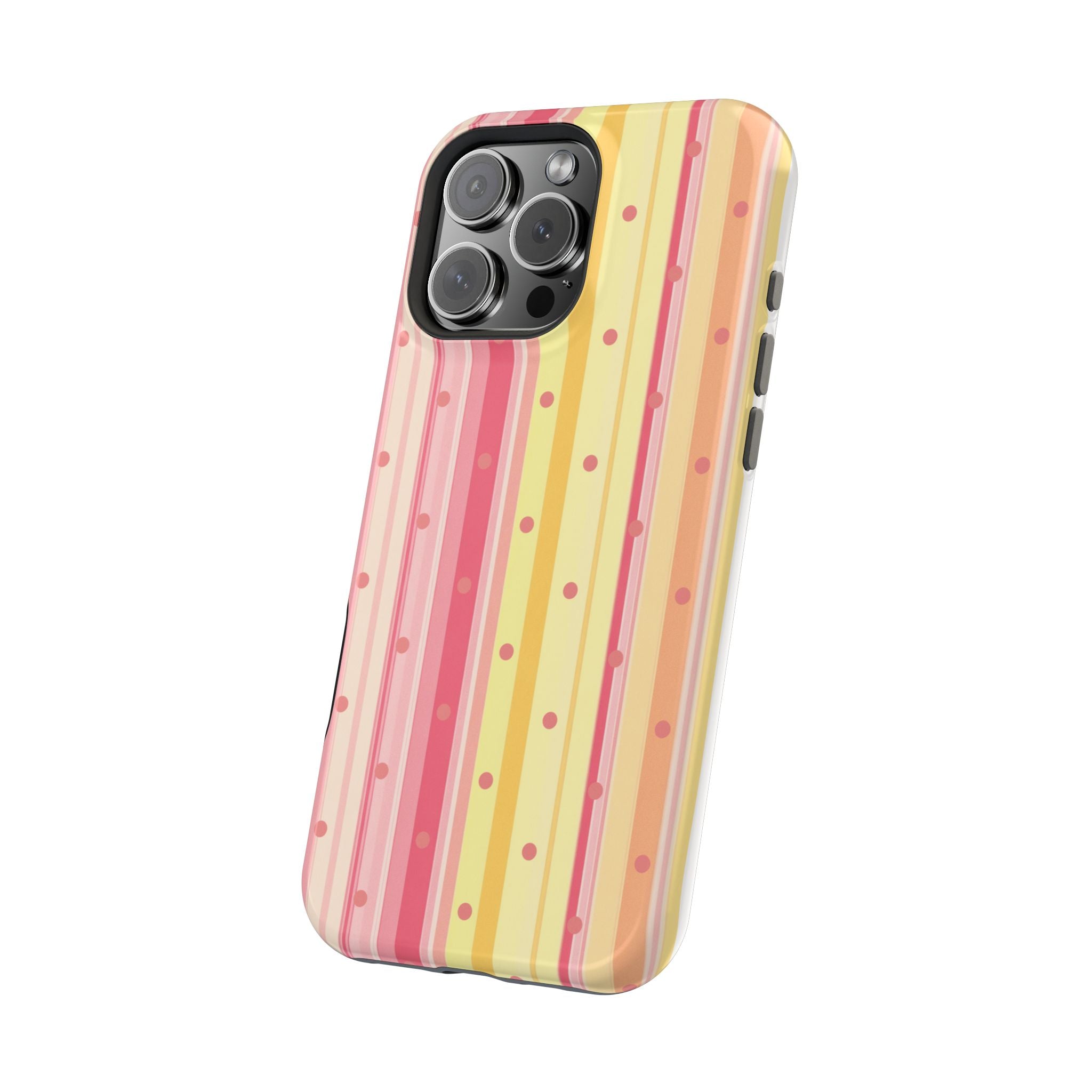 Colorful Pastel Stripe & Dot Magnetic Phone Case — Impact-Resistant