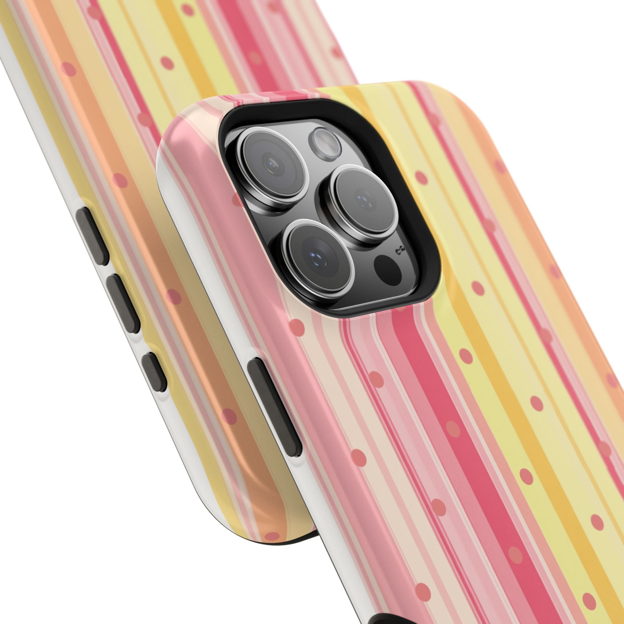 Colorful Pastel Stripe & Dot Magnetic Phone Case — Impact-Resistant