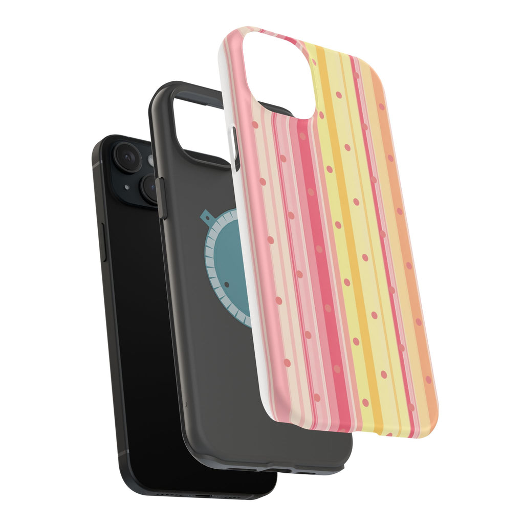 Colorful Pastel Stripe & Dot Magnetic Phone Case — Impact-Resistant
