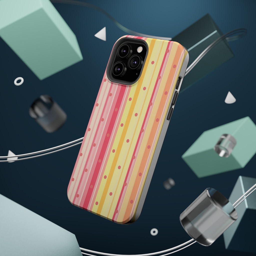 Colorful Pastel Stripe & Dot Magnetic Phone Case — Impact-Resistant