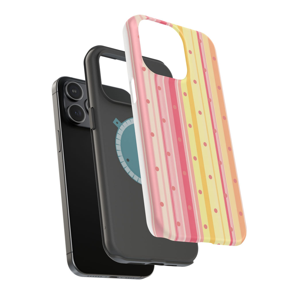Colorful Pastel Stripe & Dot Magnetic Phone Case — Impact-Resistant