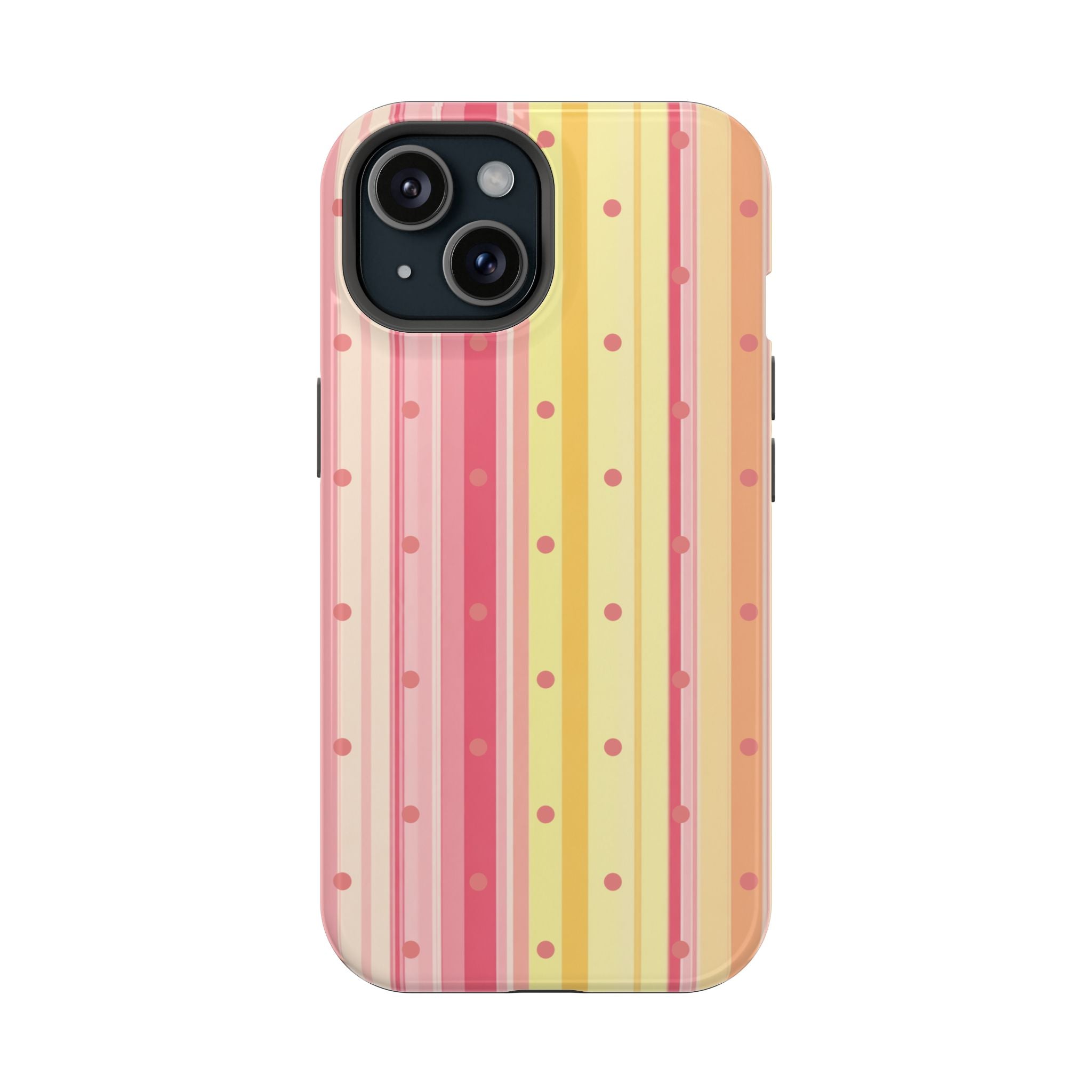 Colorful Pastel Stripe & Dot Magnetic Phone Case — Impact-Resistant