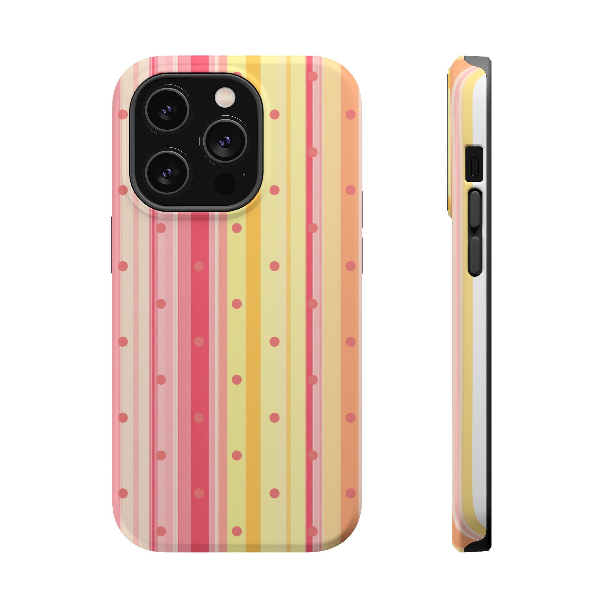 Colorful Pastel Stripe & Dot Magnetic Phone Case — Impact-Resistant