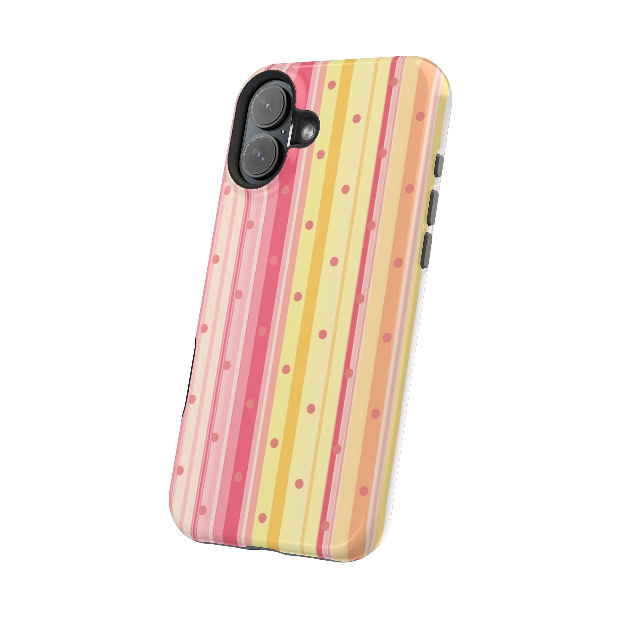 Colorful Pastel Stripe & Dot Magnetic Phone Case — Impact-Resistant
