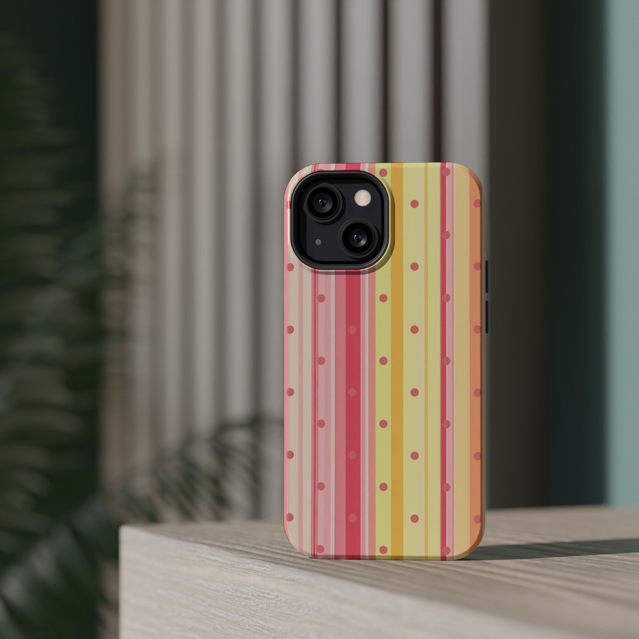 Colorful Pastel Stripe & Dot Magnetic Phone Case — Impact-Resistant