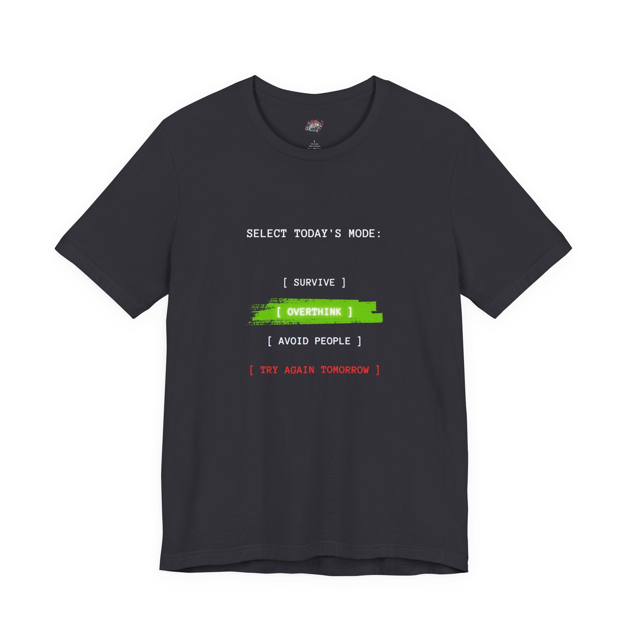 Overtime I Try Again Tomorrow tee | Minimal glitch text shirt