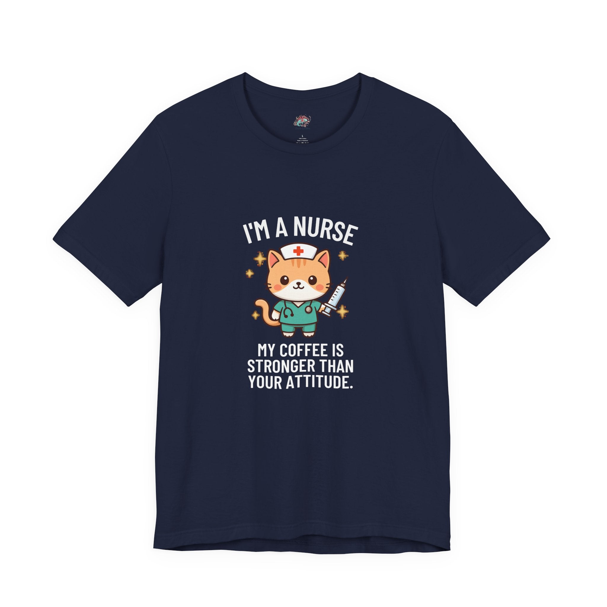 Nurse Cat T-Shirt — "I’m a Nurse, My Coffee Is Stronger Than Your Attitude" Cute Nurse Gift
