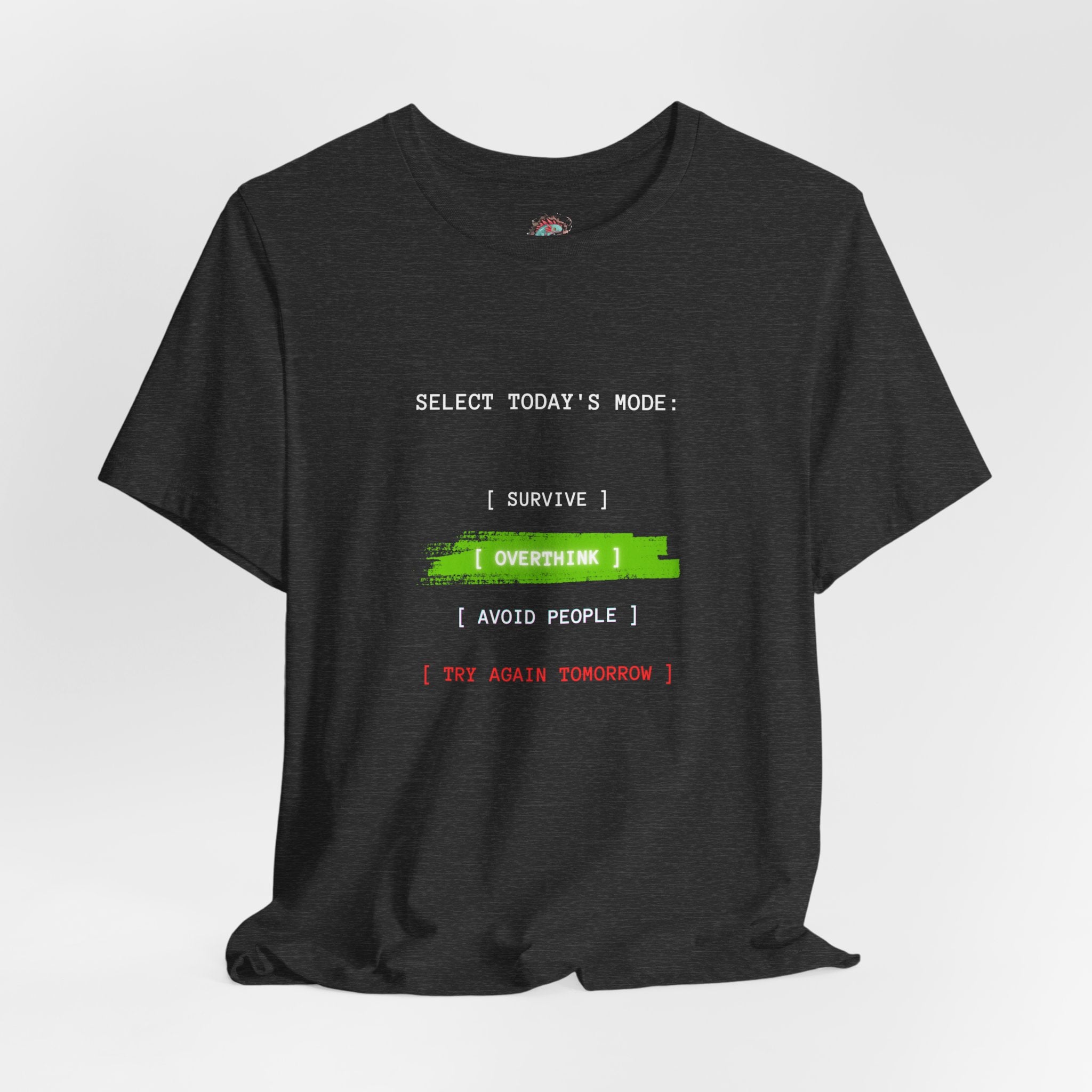 Overtime I Try Again Tomorrow tee | Minimal glitch text shirt