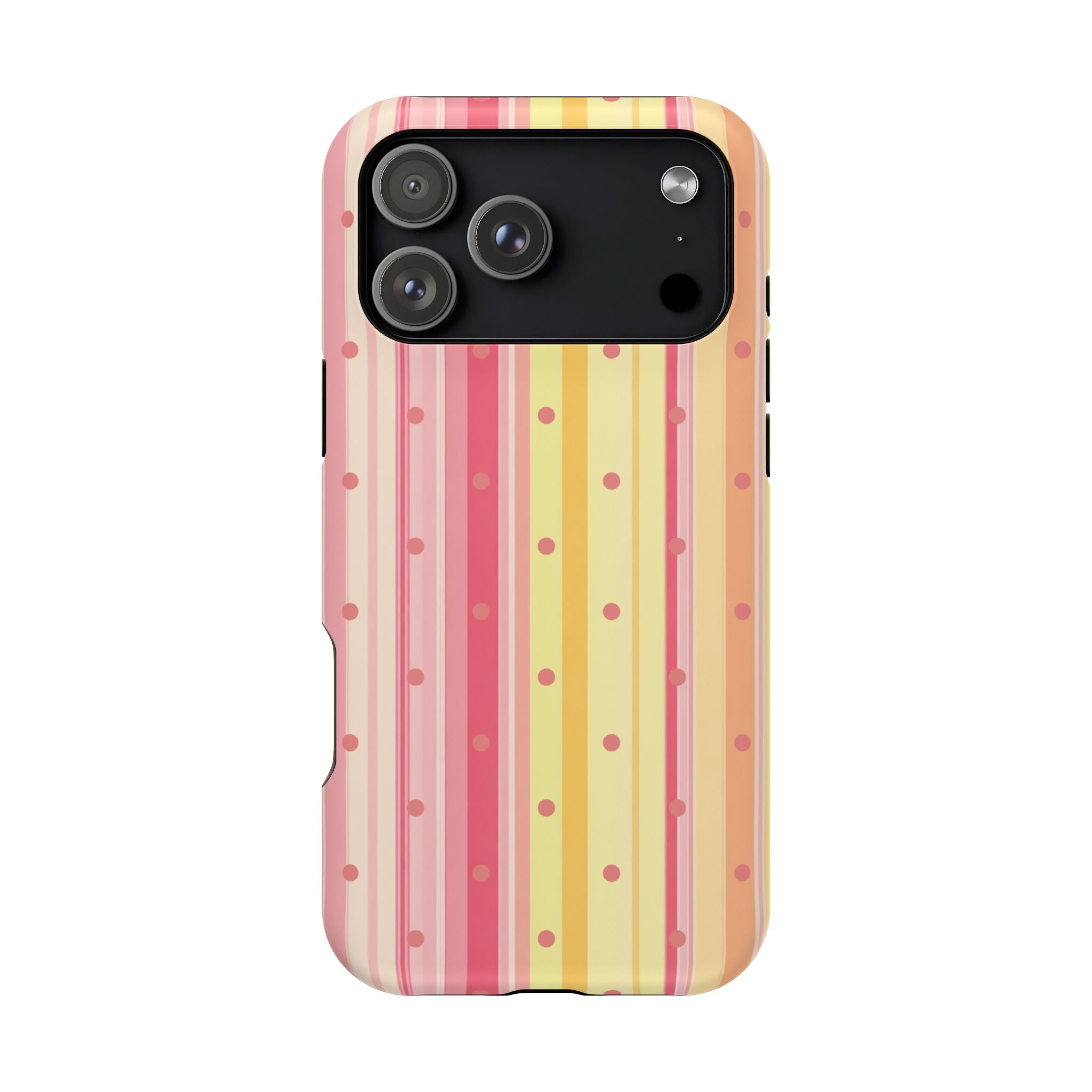 Colorful Pastel Stripe & Dot Magnetic Phone Case — Impact-Resistant