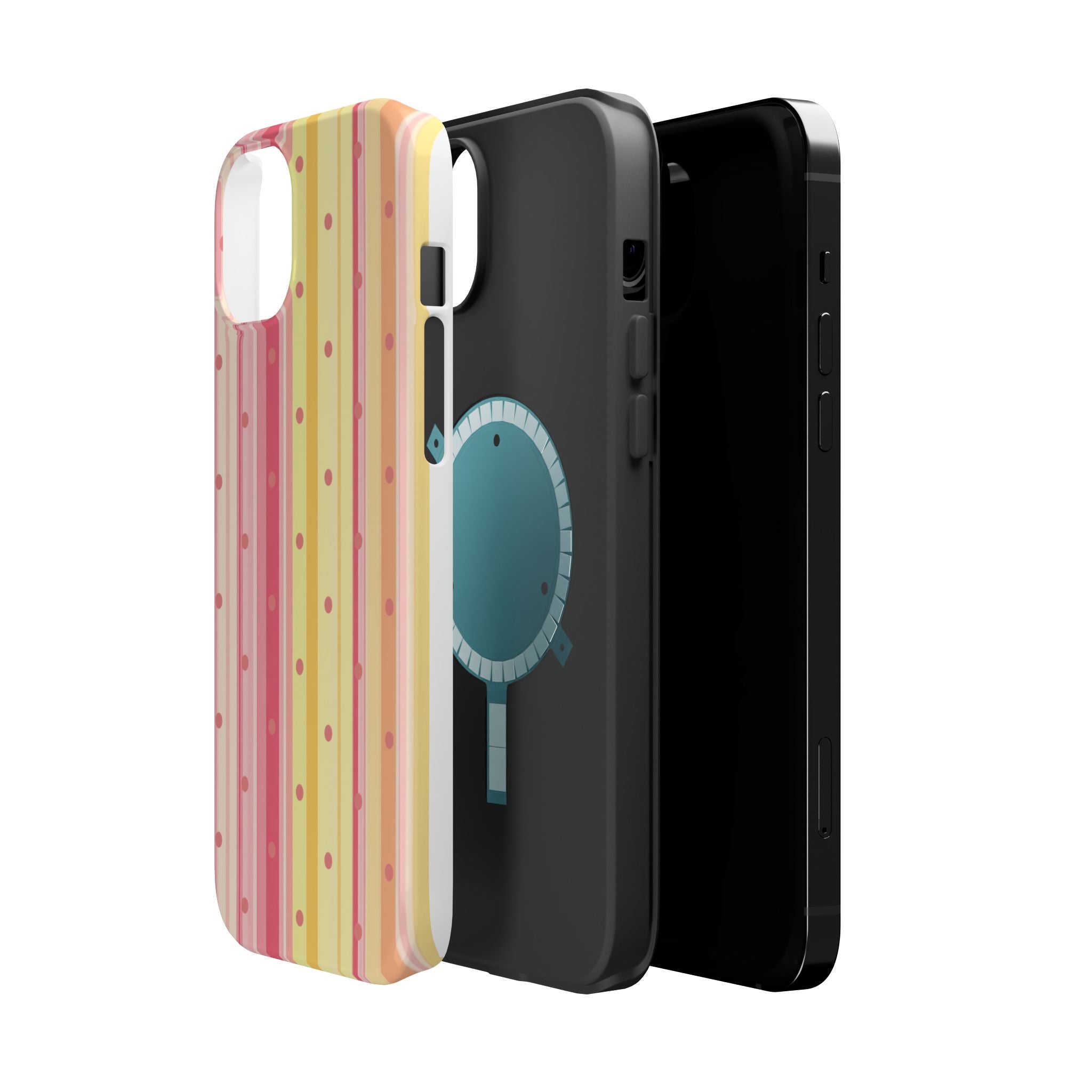 Colorful Pastel Stripe & Dot Magnetic Phone Case — Impact-Resistant