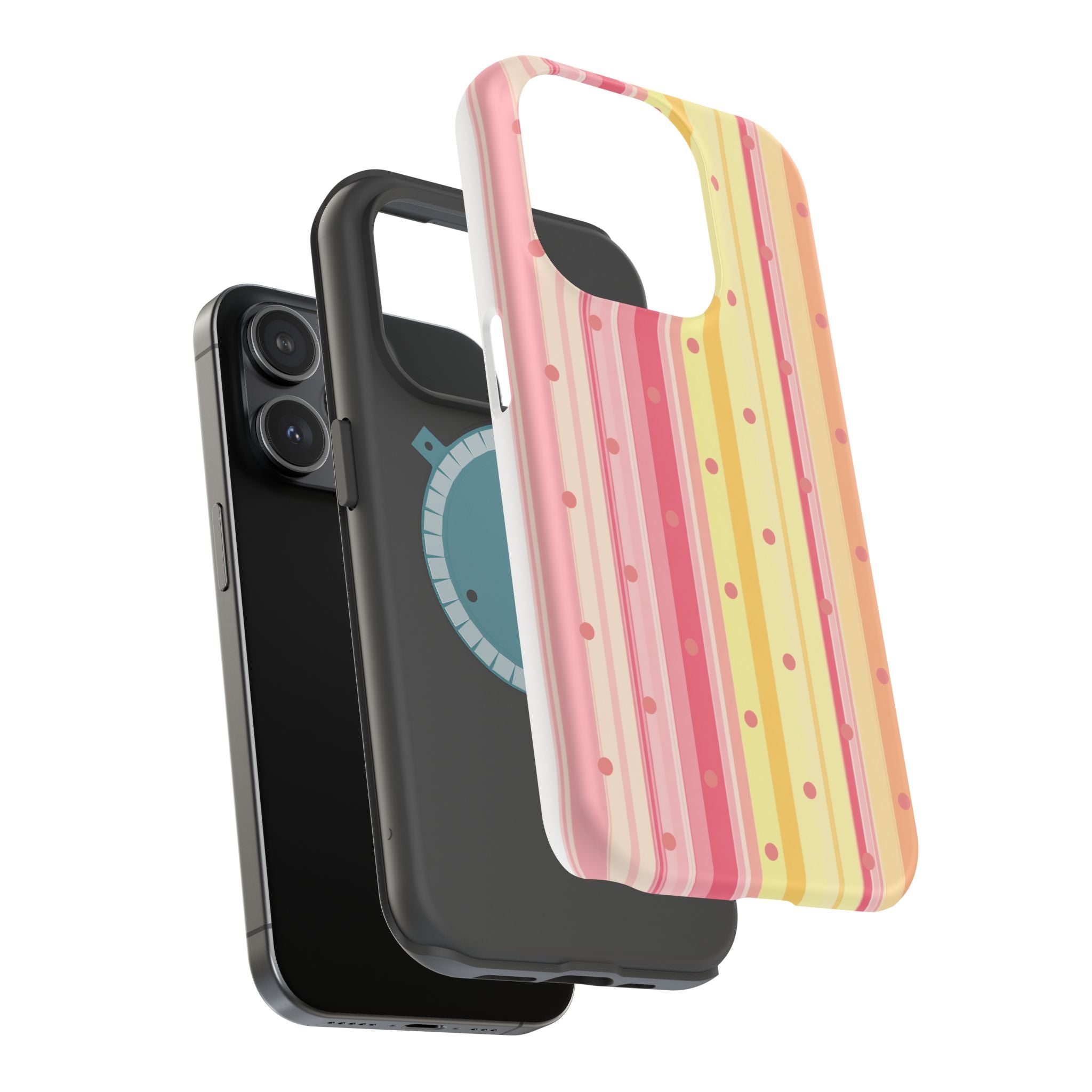 Colorful Pastel Stripe & Dot Magnetic Phone Case — Impact-Resistant