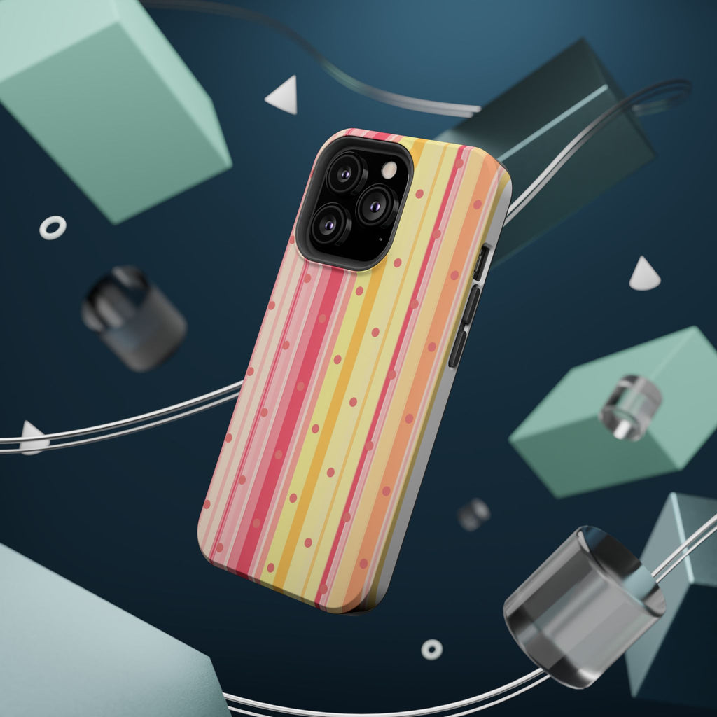 Colorful Pastel Stripe & Dot Magnetic Phone Case — Impact-Resistant