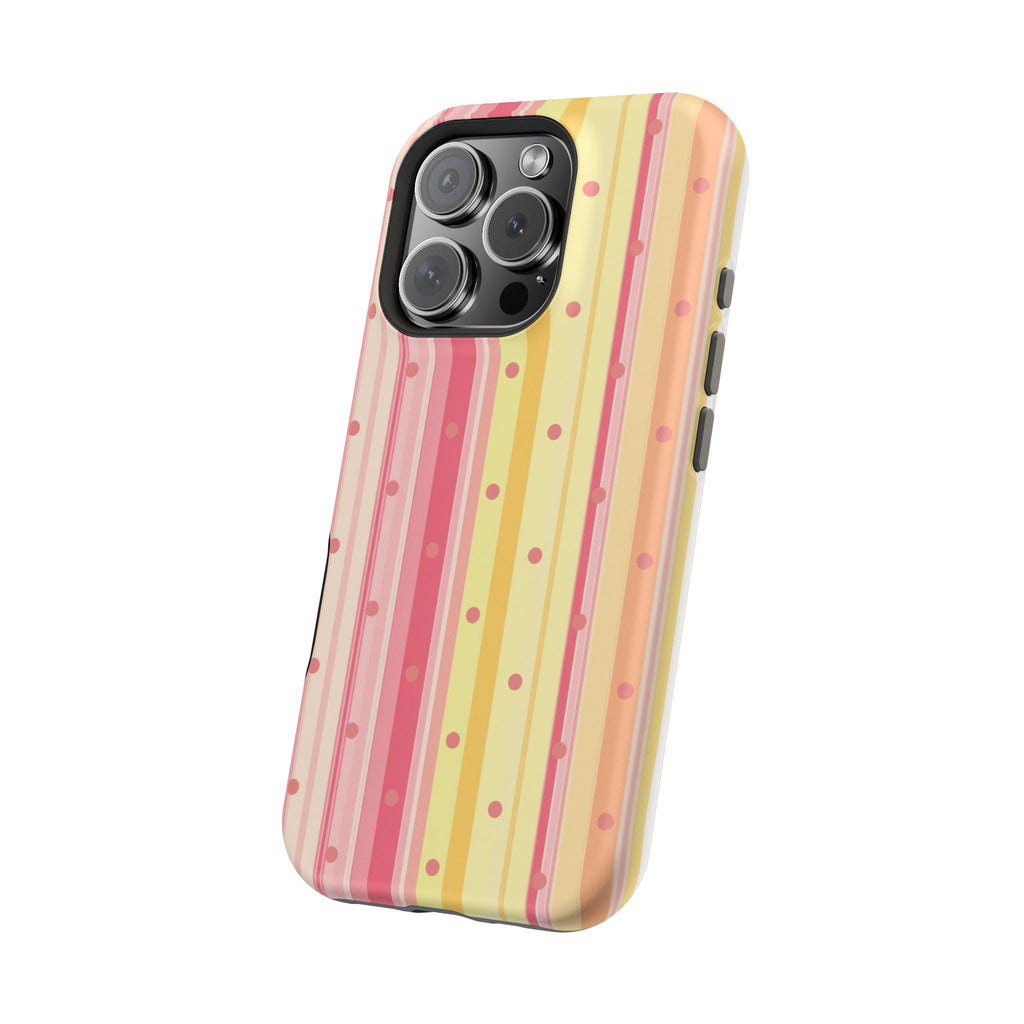 Colorful Pastel Stripe & Dot Magnetic Phone Case — Impact-Resistant