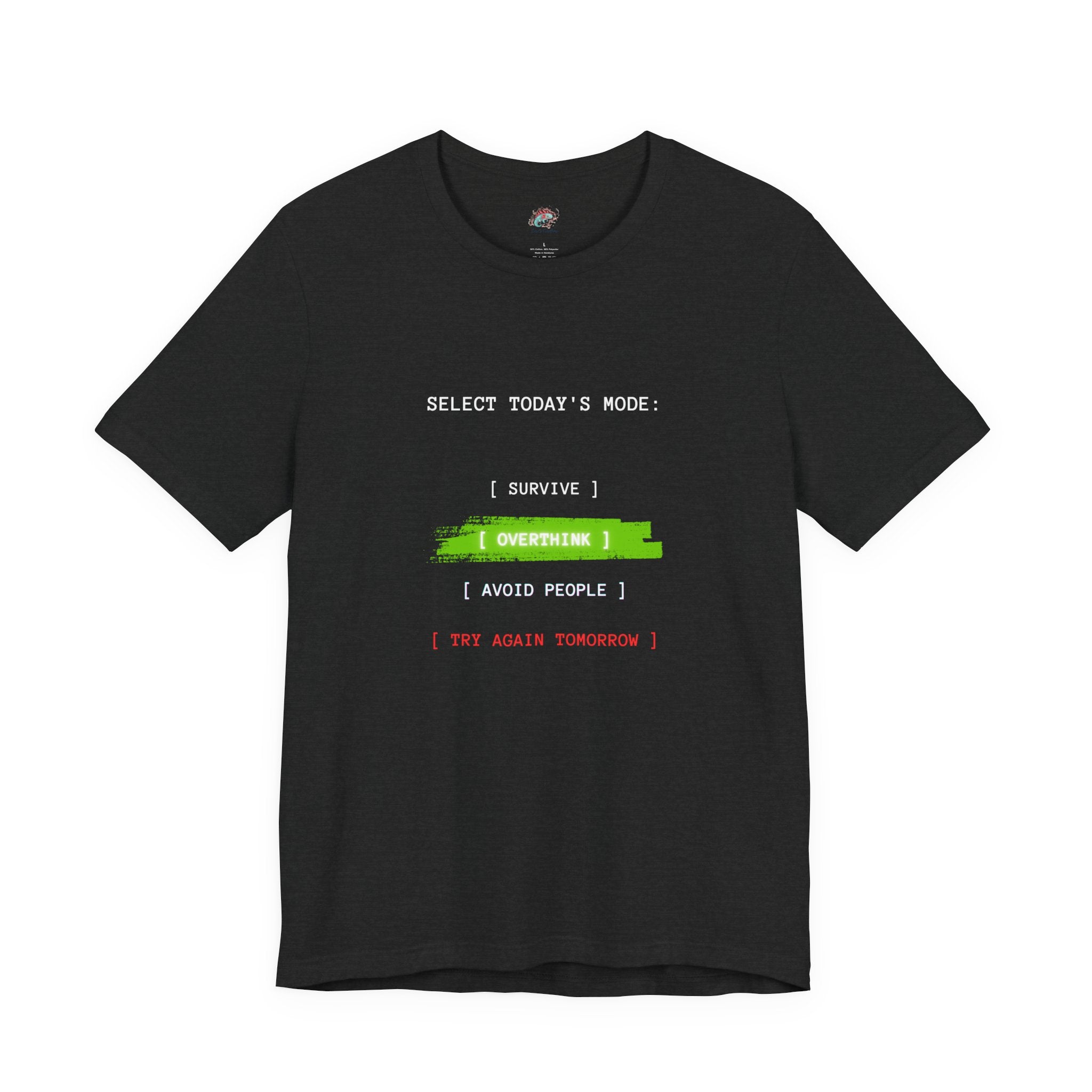 Overtime I Try Again Tomorrow tee | Minimal glitch text shirt