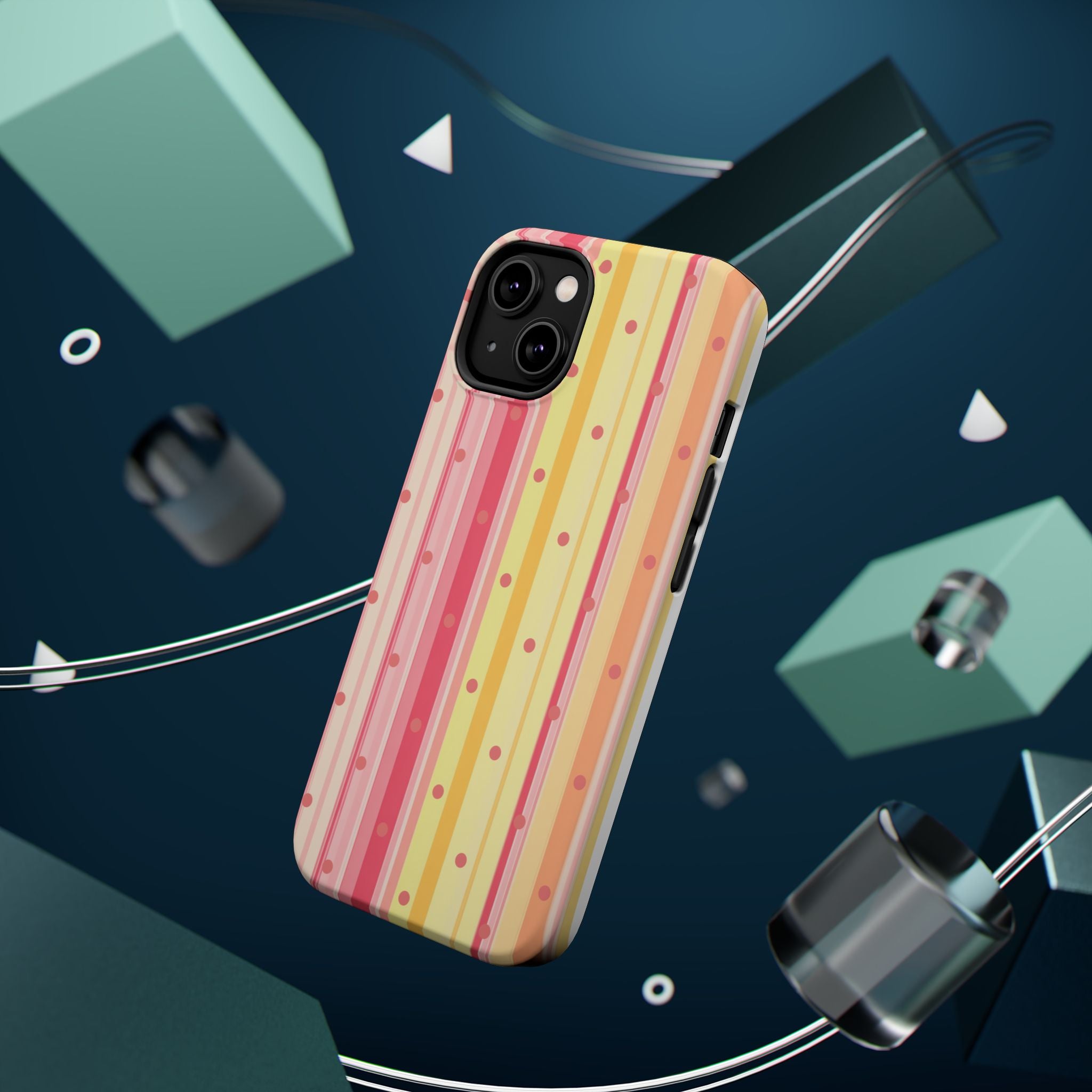 Colorful Pastel Stripe & Dot Magnetic Phone Case — Impact-Resistant