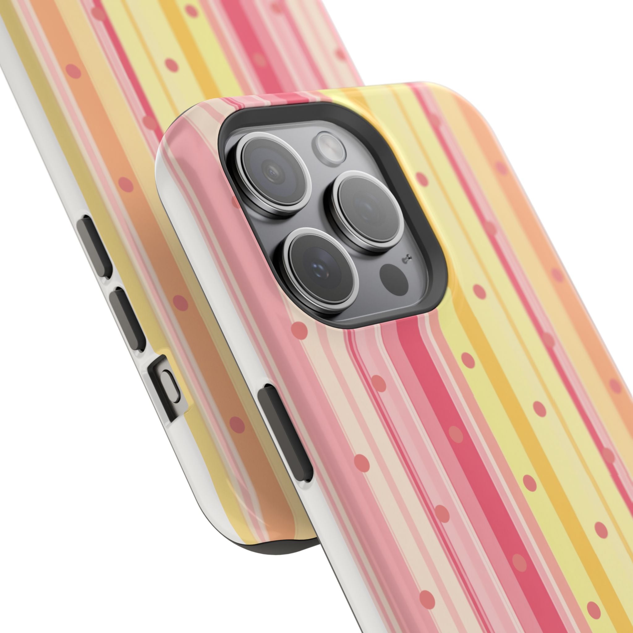 Colorful Pastel Stripe & Dot Magnetic Phone Case — Impact-Resistant