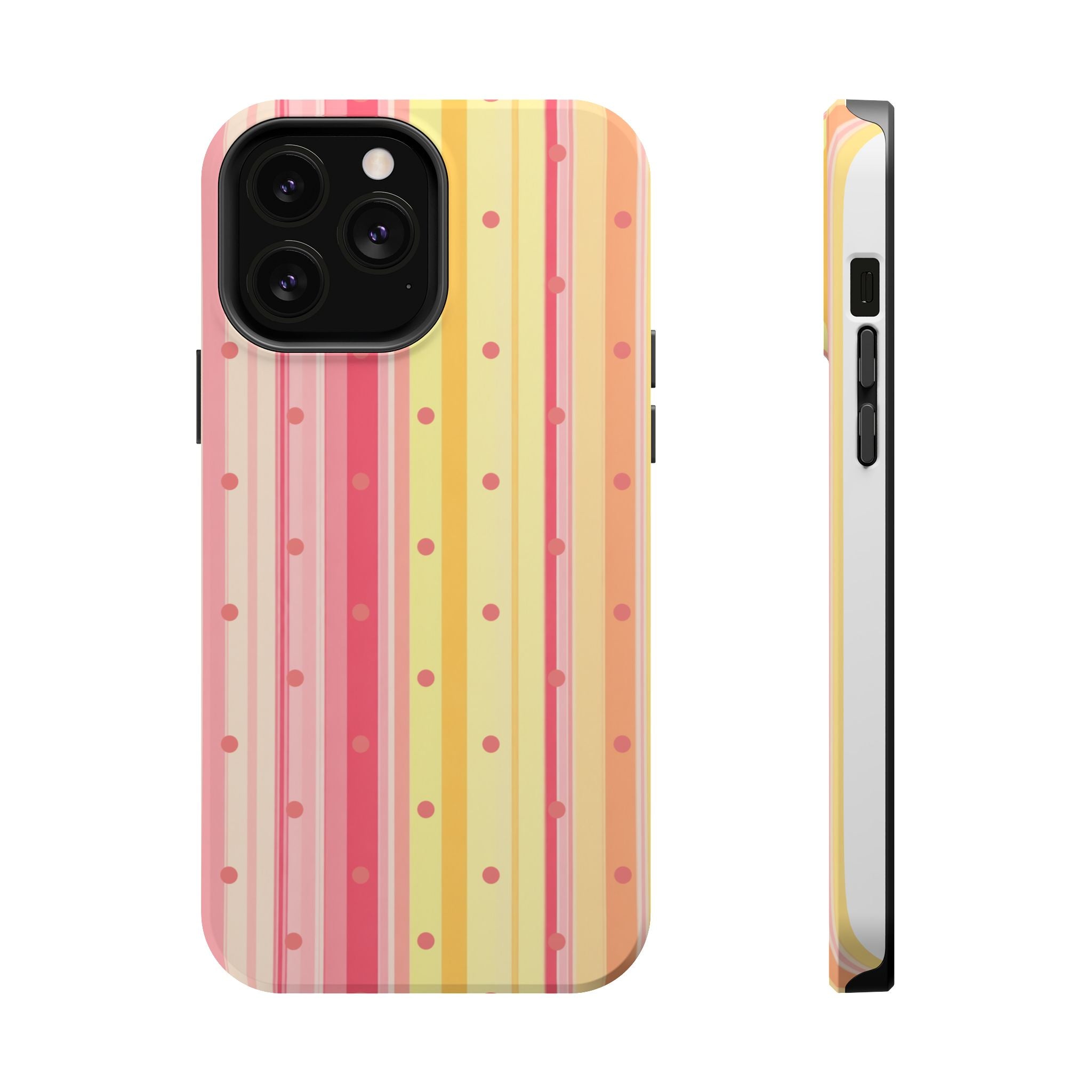 Colorful Pastel Stripe & Dot Magnetic Phone Case — Impact-Resistant