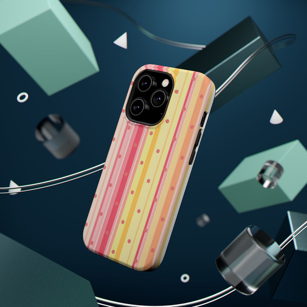 Colorful Pastel Stripe & Dot Magnetic Phone Case — Impact-Resistant