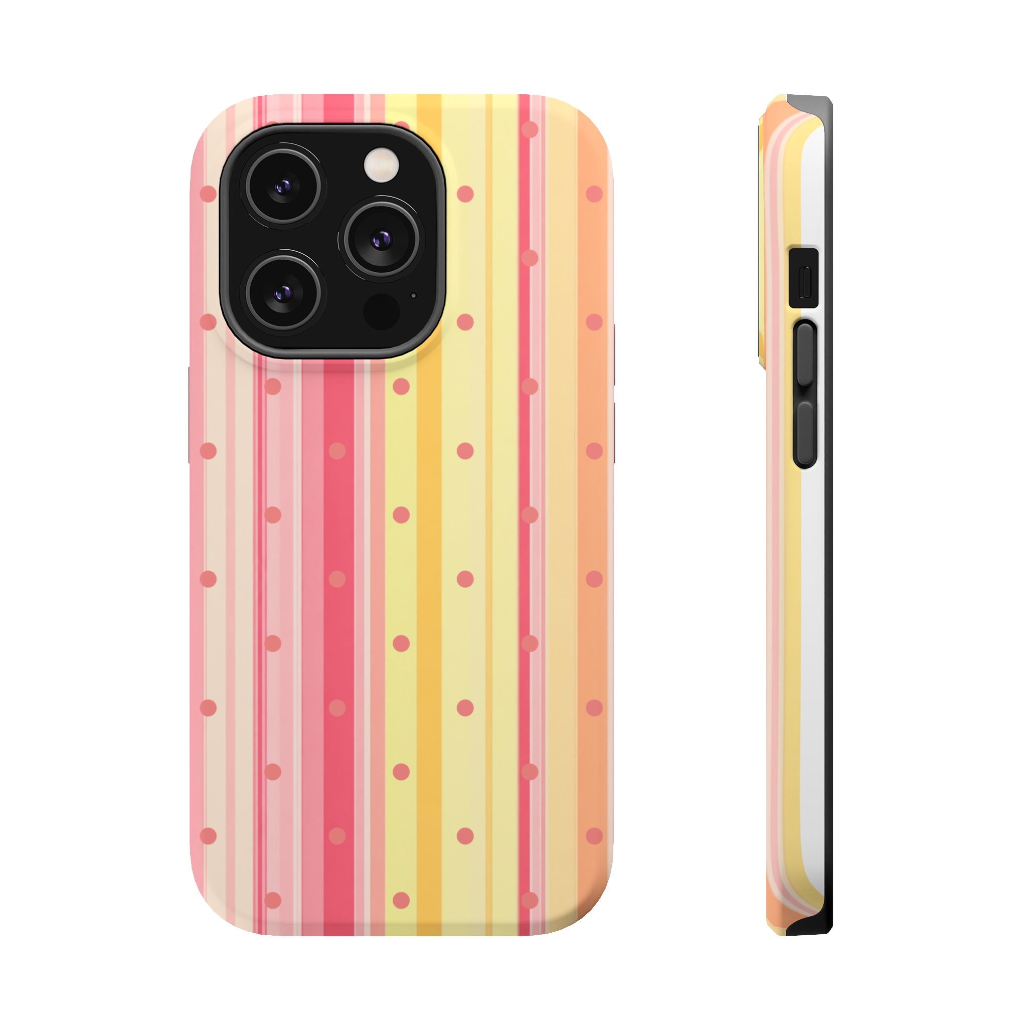 Colorful Pastel Stripe & Dot Magnetic Phone Case — Impact-Resistant