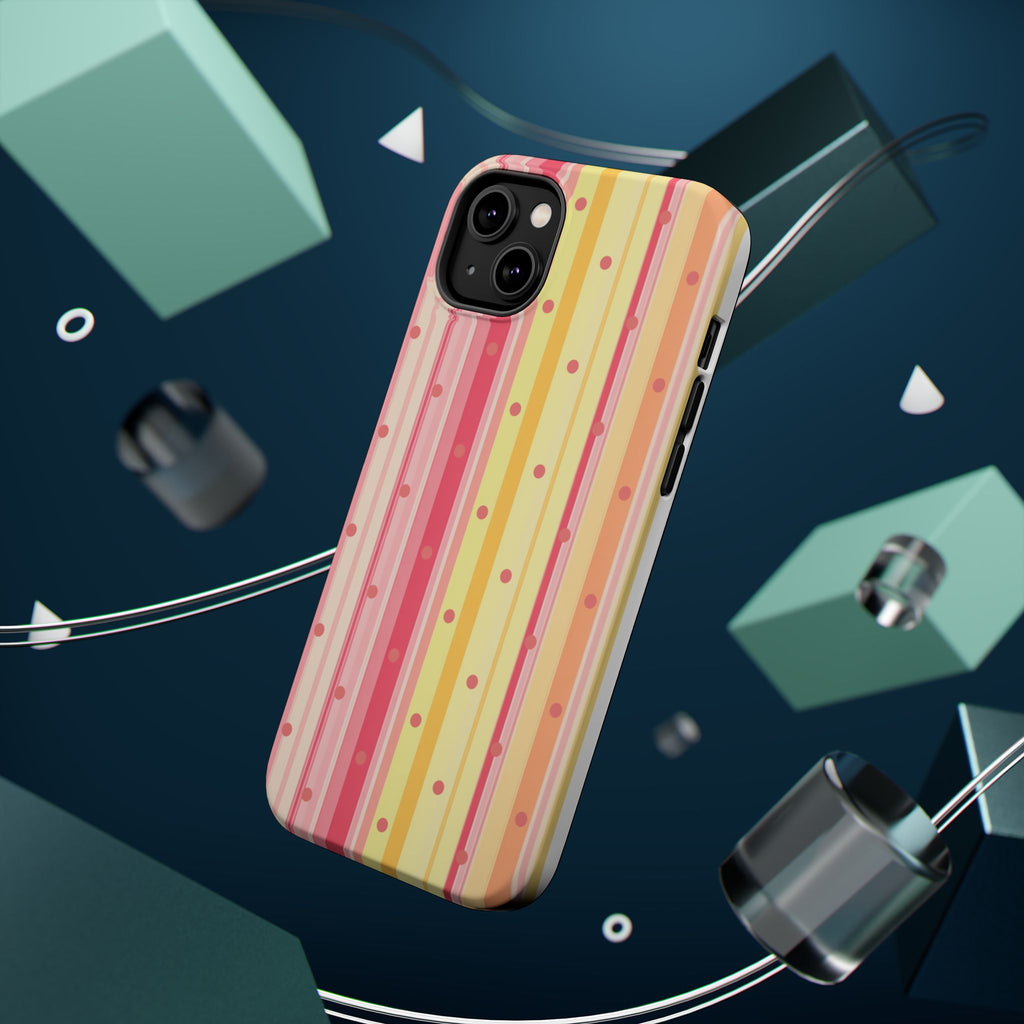 Colorful Pastel Stripe & Dot Magnetic Phone Case — Impact-Resistant