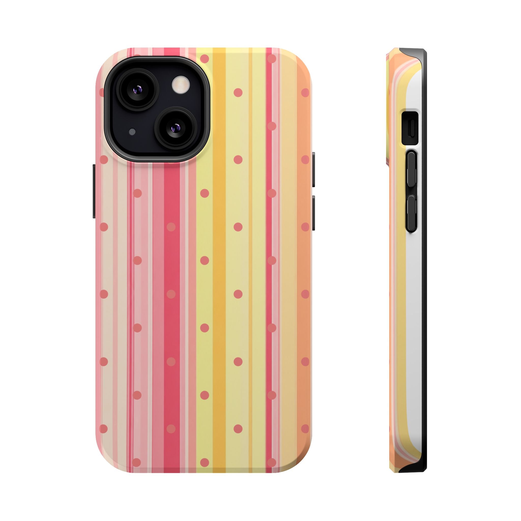 Colorful Pastel Stripe & Dot Magnetic Phone Case — Impact-Resistant